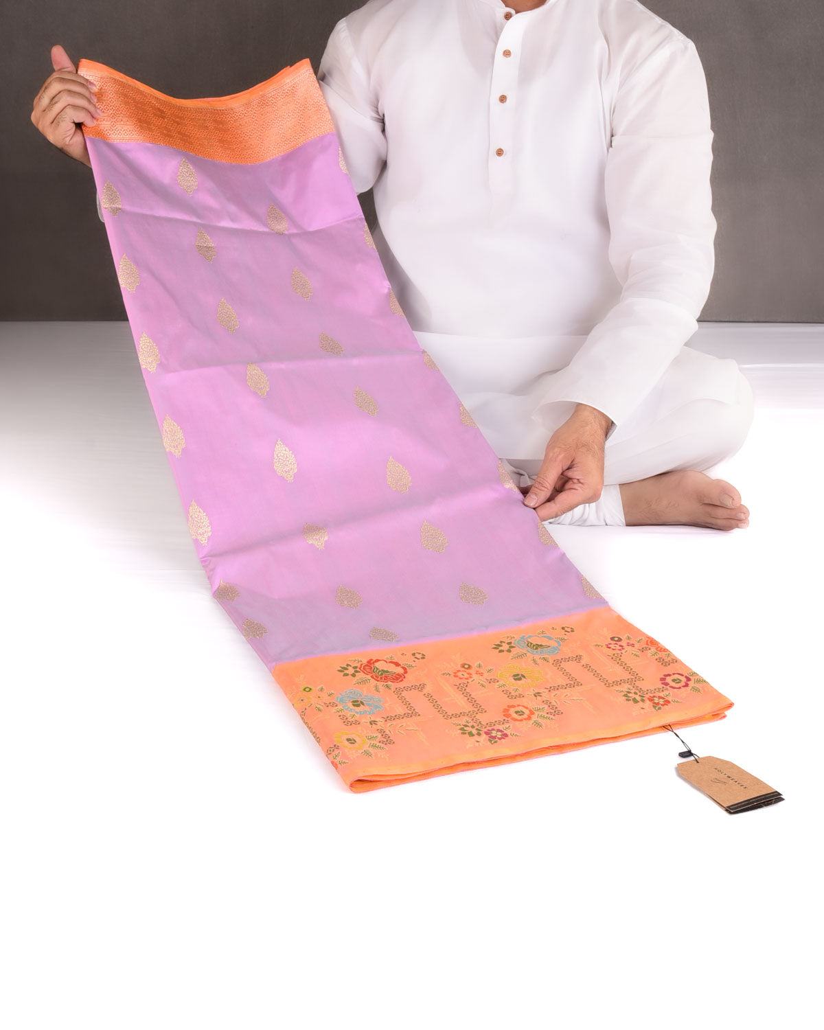 Shot Mauve Meenekari Border Kadhuan Brocade Handwoven Katan Silk Banarasi Saree-HolyWeaves