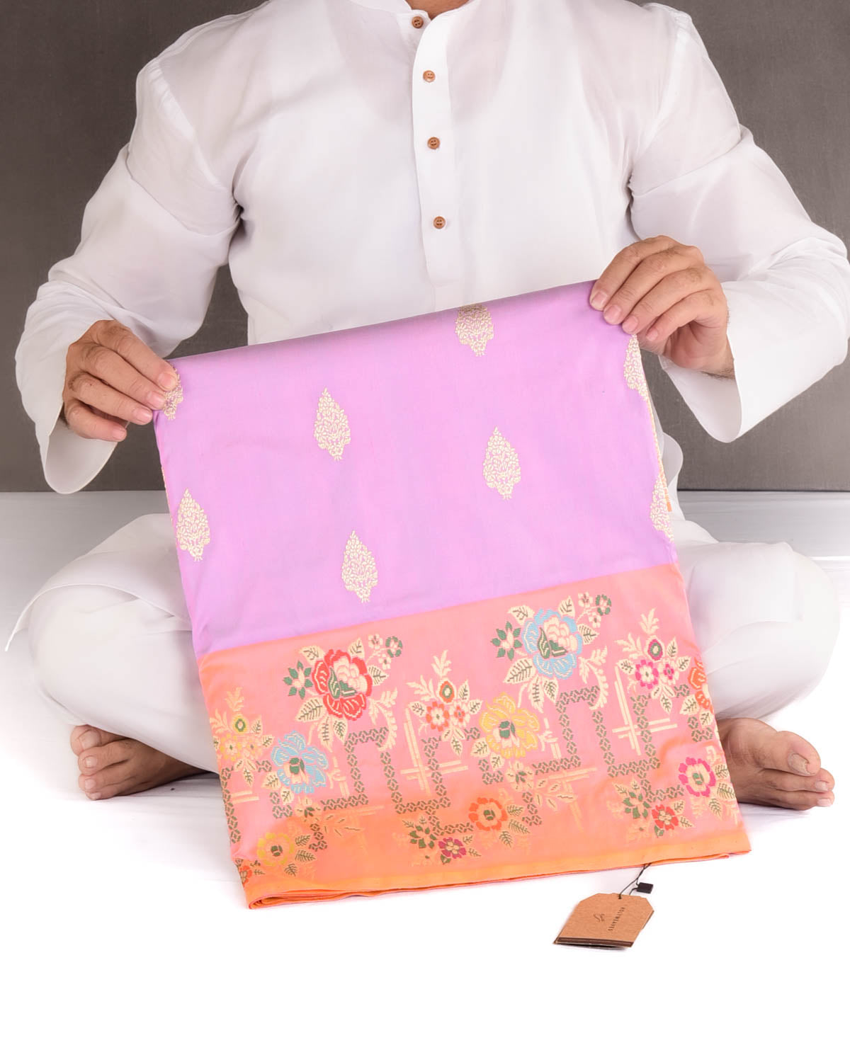 Shot Mauve Meenekari Border Kadhuan Brocade Handwoven Katan Silk Banarasi Saree-HolyWeaves