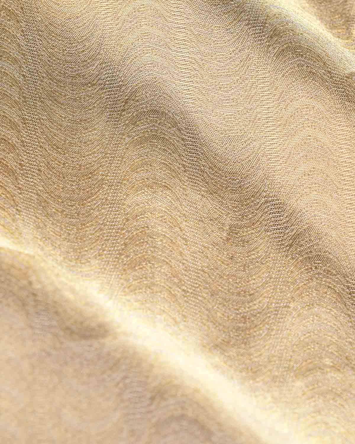 Metallic Gold Geometric Waves WATERMARK Brocade Handwoven Tissue Banarasi Saree-HolyWeaves