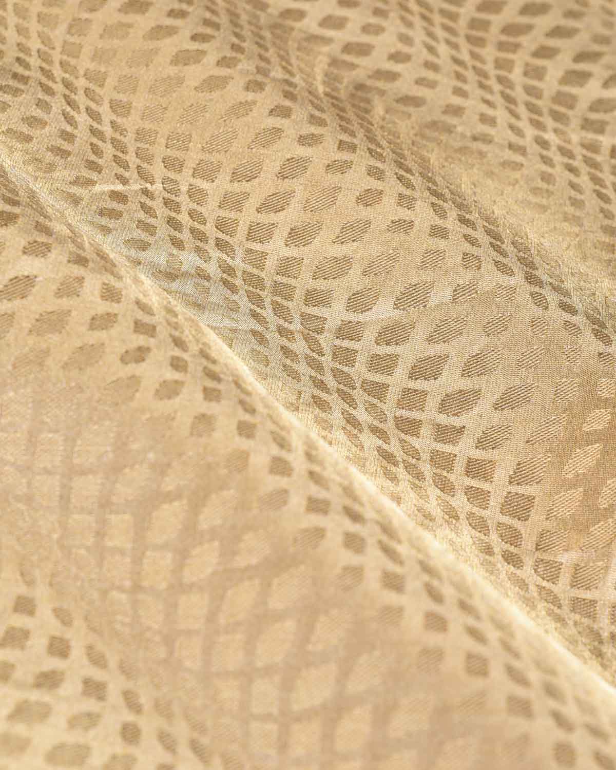 Metallic Gold Illusion Waves Brocade Handwoven Tissue Banarasi Saree-HolyWeaves