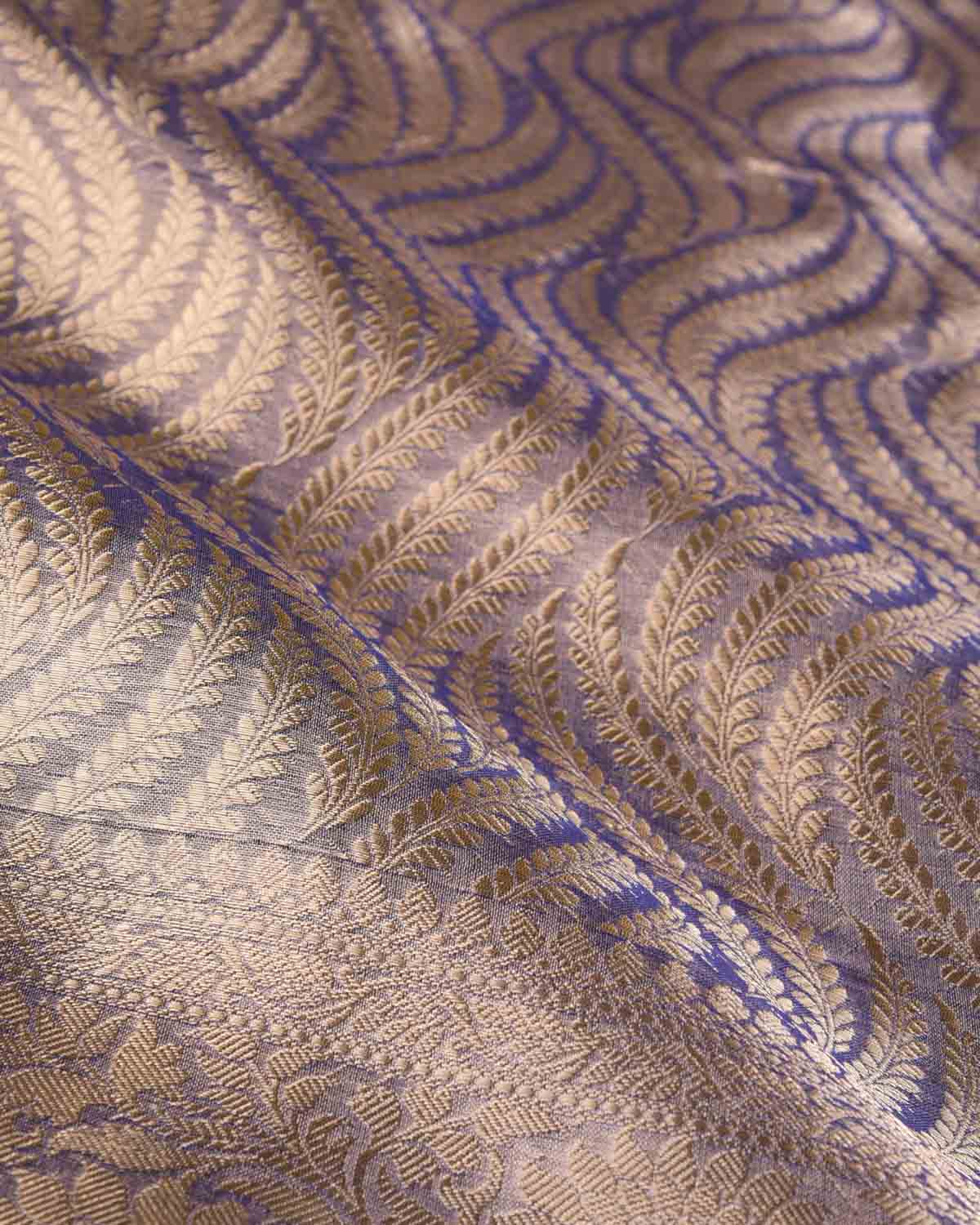 Metallic Mauve Gold Zari Jaal Brocade Woven Kora Tissue Banarasi Saree-HolyWeaves