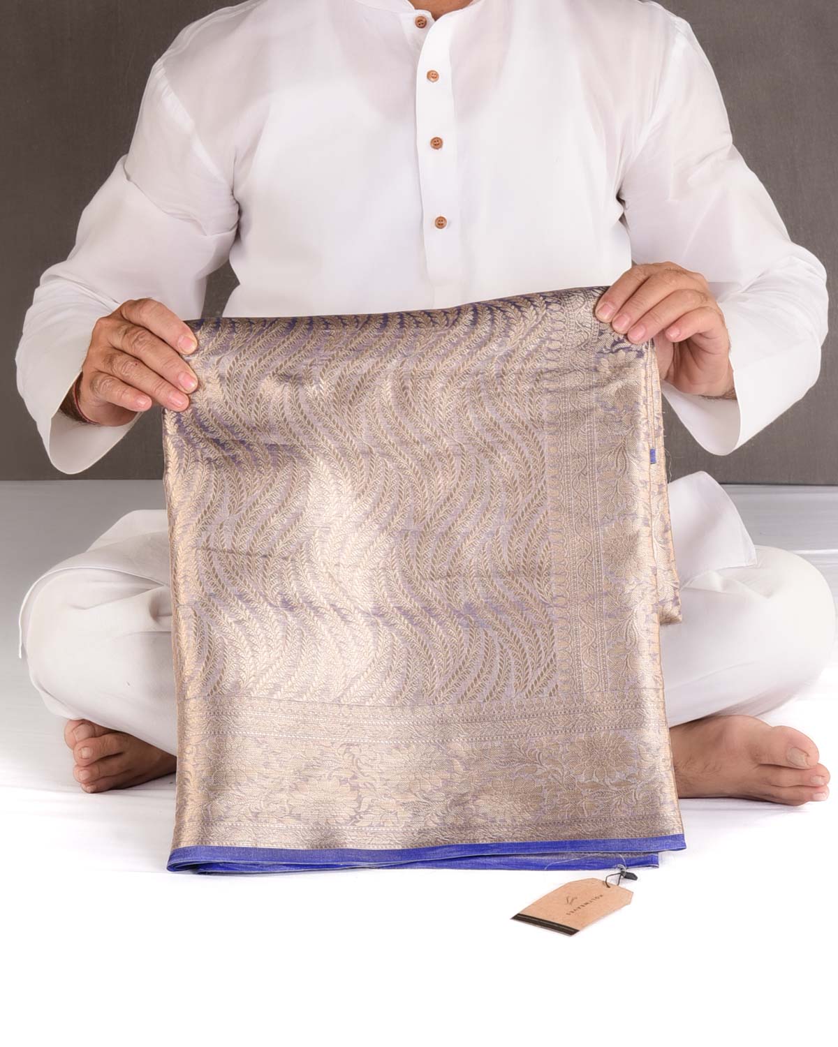 Metallic Mauve Gold Zari Jaal Brocade Woven Kora Tissue Banarasi Saree-HolyWeaves