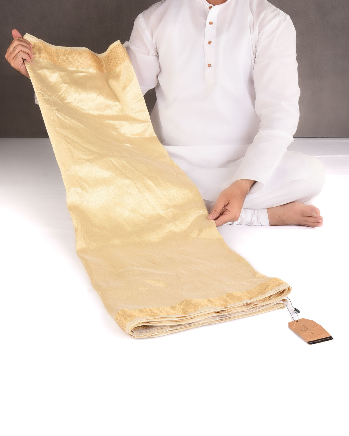 Metallic Gold Brocade Woven Tissue Banarasi Saree-HolyWeaves