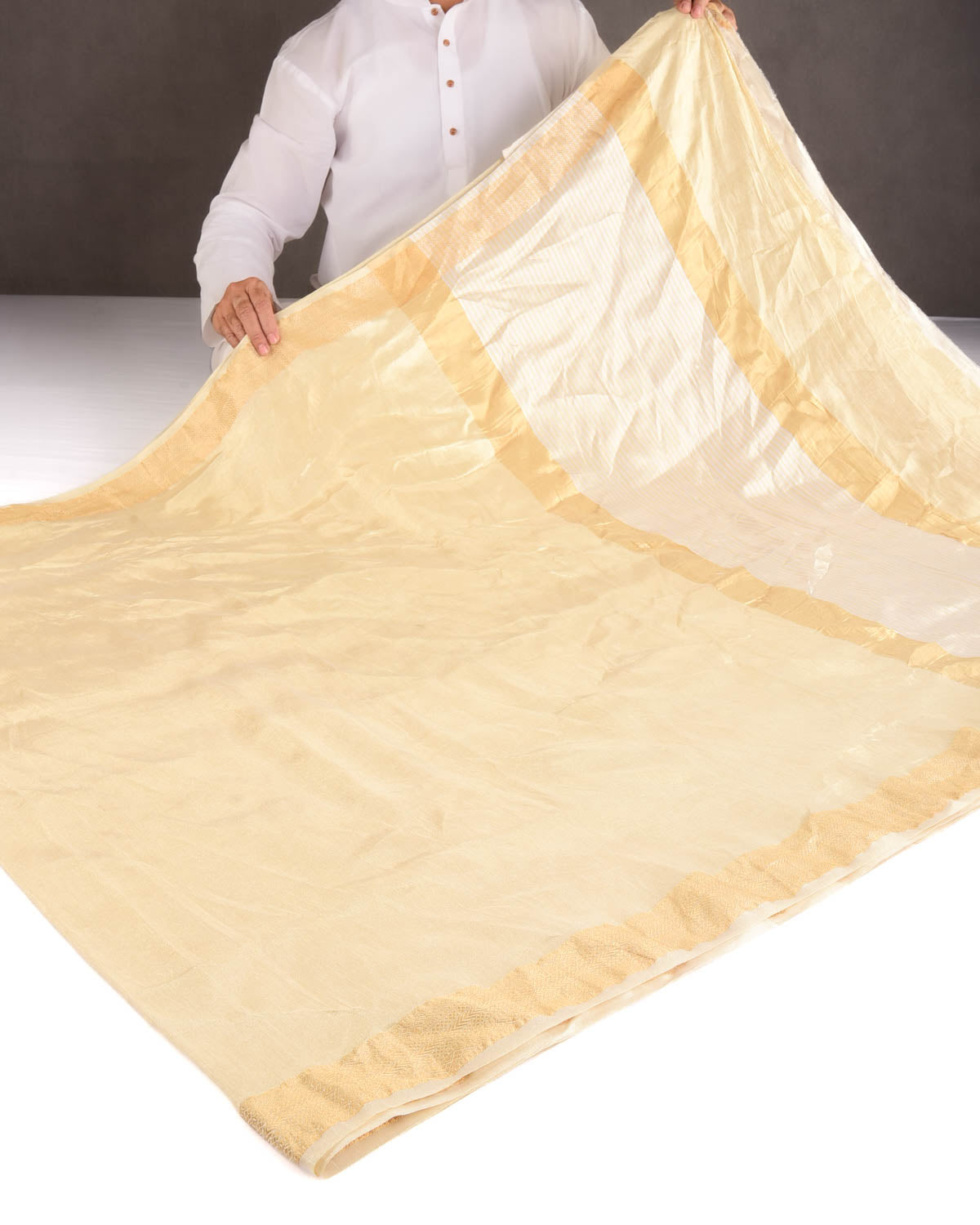 Metallic Gold Brocade Woven Tissue Banarasi Saree-HolyWeaves