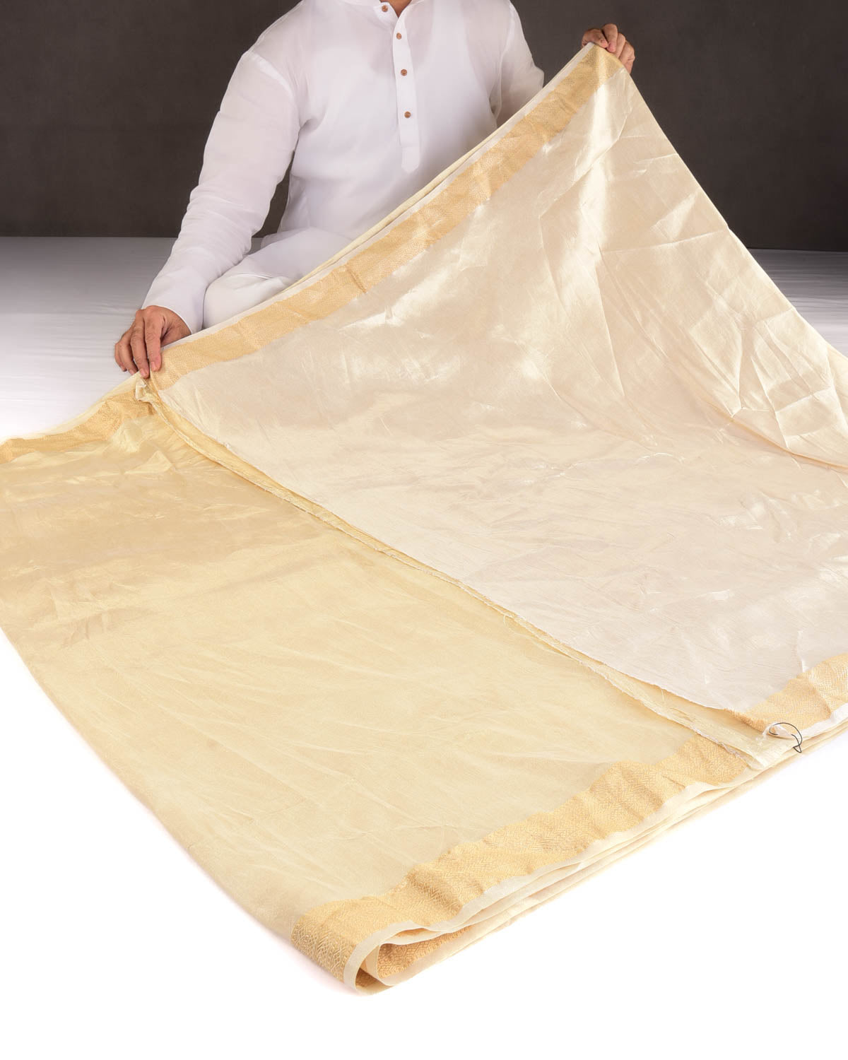 Metallic Gold Brocade Woven Tissue Banarasi Saree-HolyWeaves