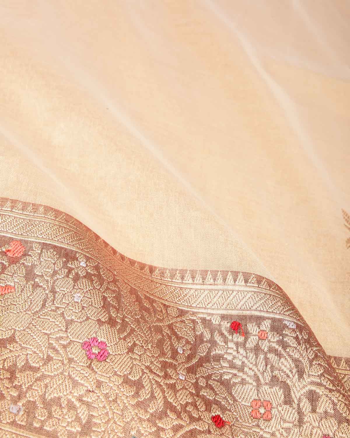 Metallic Gold Ektara Kadhuan Brocade Handwoven Cotton Tissue Banarasi Saree-HolyWeaves