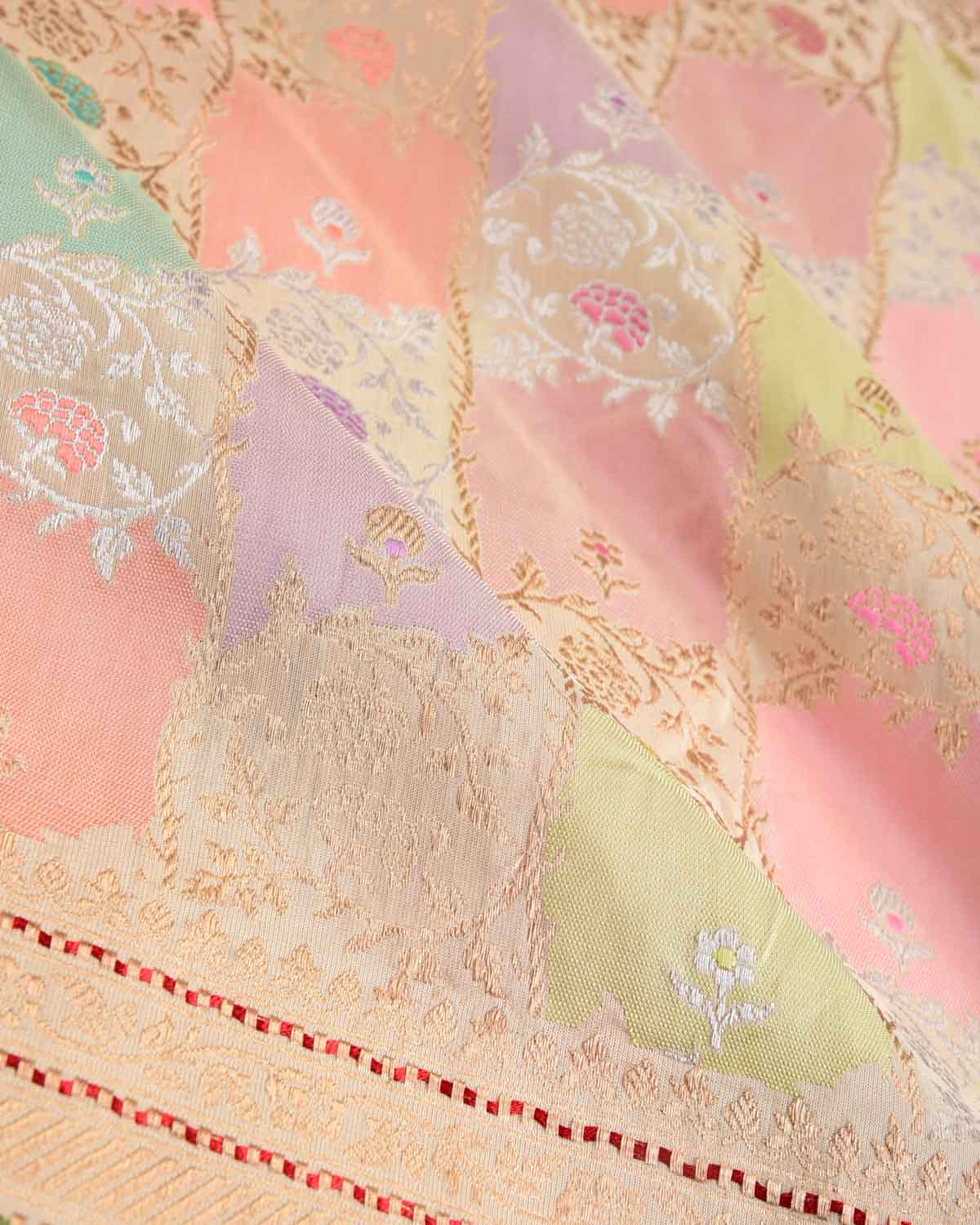 Cream Rangkaat Kadhuan Brocade Handwoven Katan Silk Banarasi Saree-HolyWeaves