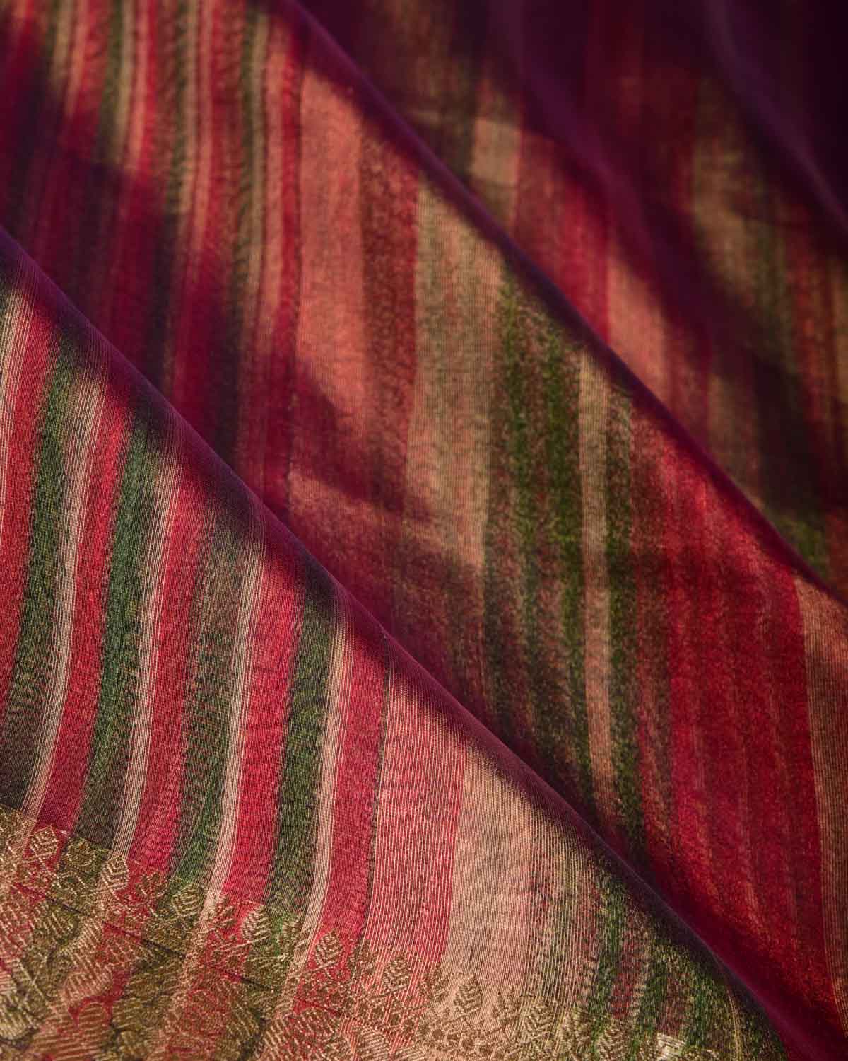 Metallic Multi-color Zari Brocade Woven Kora Tissue Saree-HolyWeaves