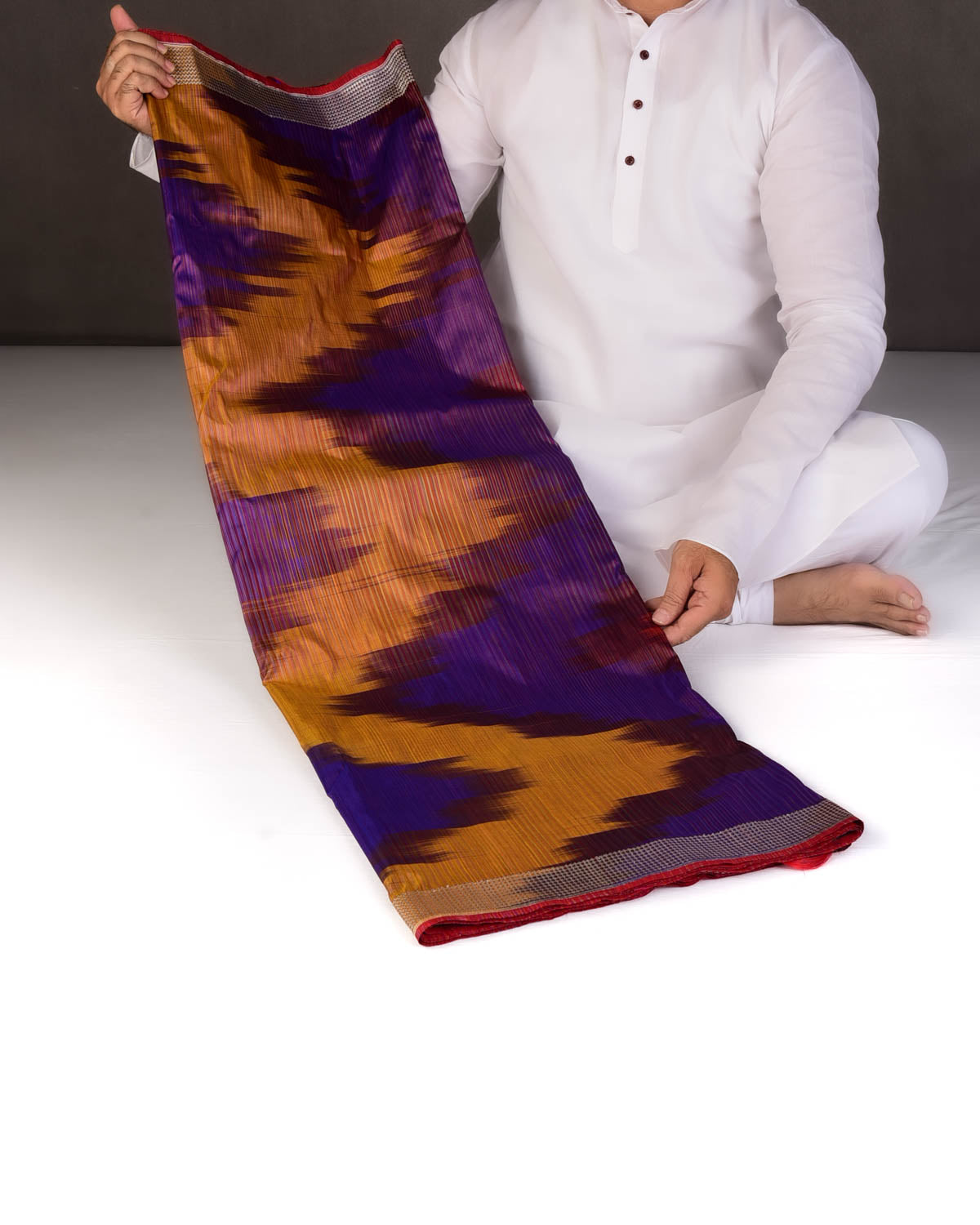 Rainbow Multi-color Kadhuan Brocade Handwoven Katan Silk Banarasi Saree-HolyWeaves