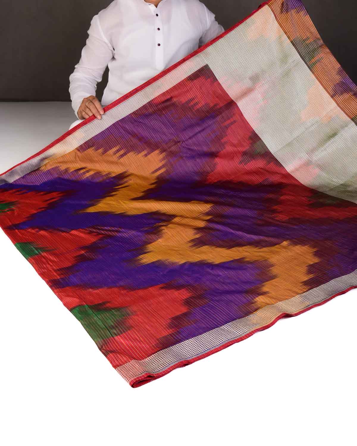 Rainbow Multi-color Kadhuan Brocade Handwoven Katan Silk Banarasi Saree-HolyWeaves
