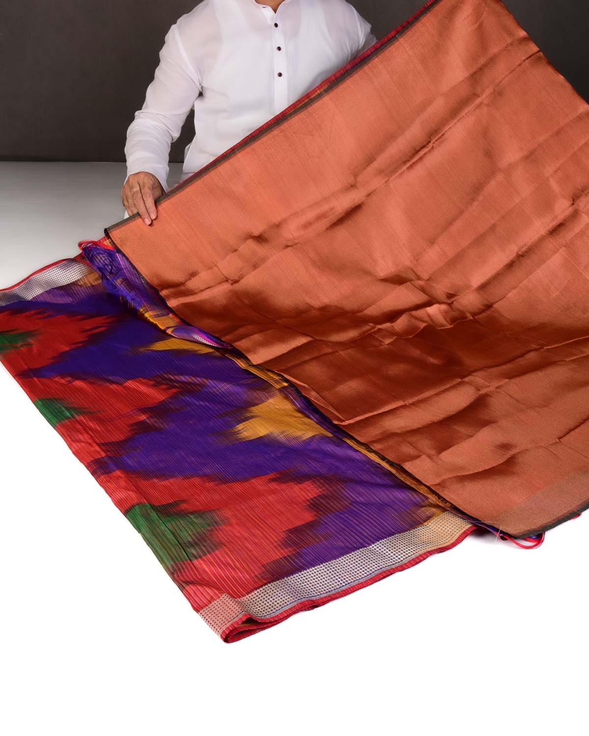 Rainbow Multi-color Kadhuan Brocade Handwoven Katan Silk Banarasi Saree-HolyWeaves