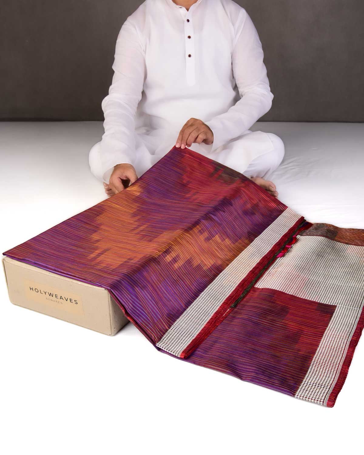 Rainbow Multi-color Kadhuan Brocade Handwoven Katan Silk Banarasi Saree-HolyWeaves