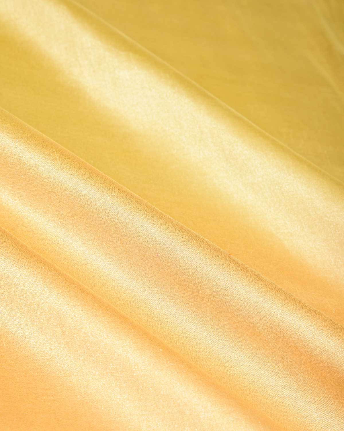 Ombre Metallic Yellow Brocade Woven Katan Tissue Banarasi Saree with Contrast Border Pallu-HolyWeaves