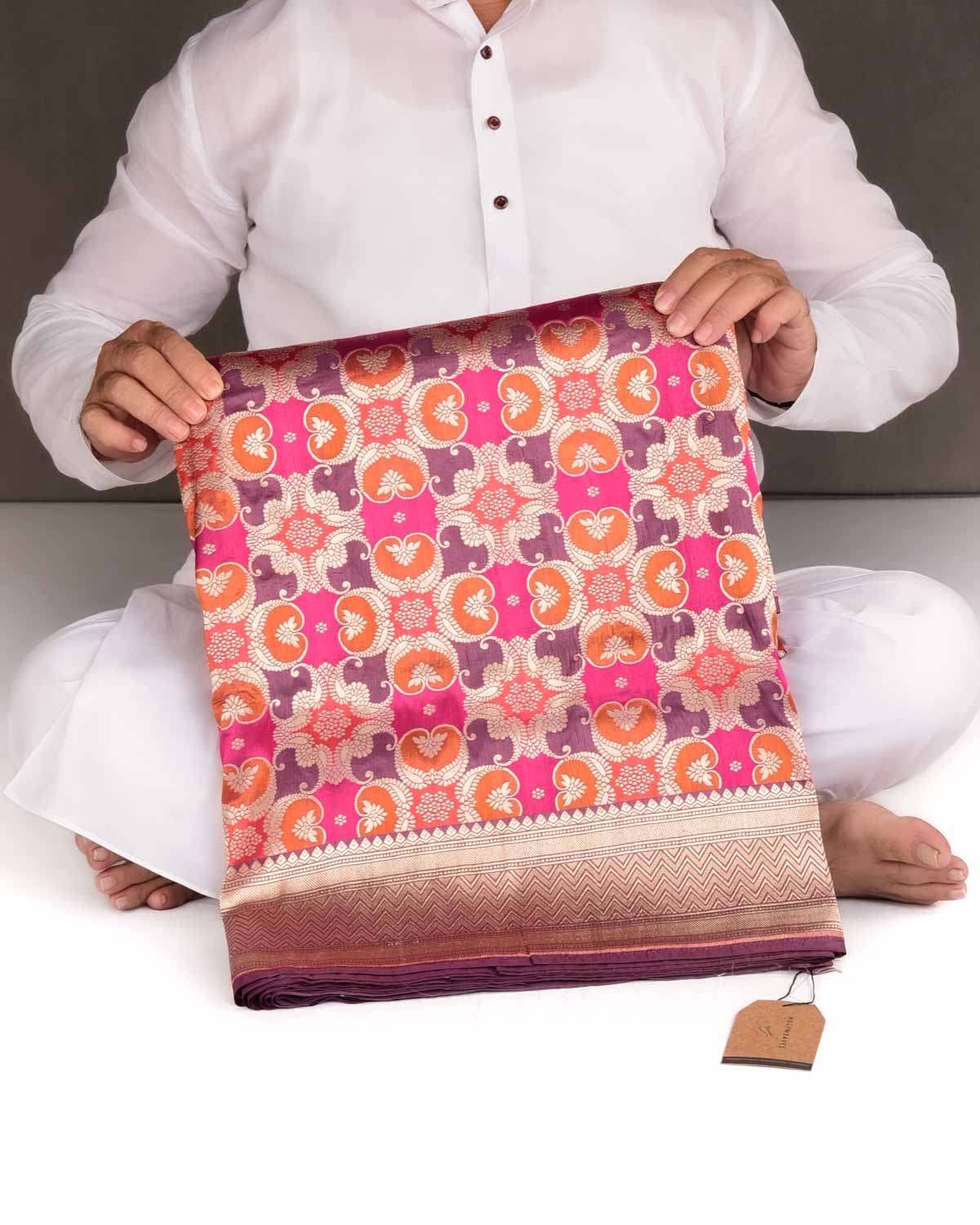 Multi-color Tehra Jaal Cutwork Brocade Handwoven Katan Silk Banarasi Saree-HolyWeaves