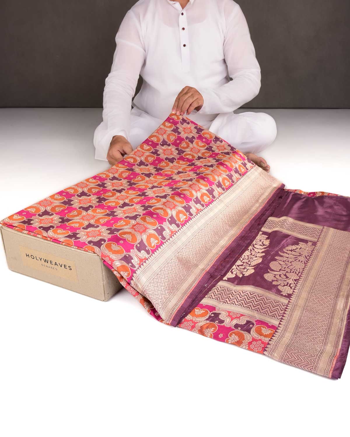 Multi-color Tehra Jaal Cutwork Brocade Handwoven Katan Silk Banarasi Saree-HolyWeaves