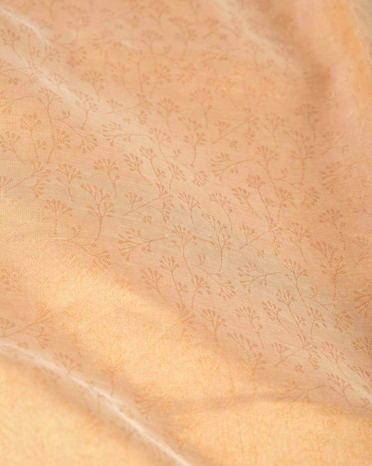 Metallic Yellow Gold Self Tanchoi Woven Kora Tissue Banarasi Saree-HolyWeaves