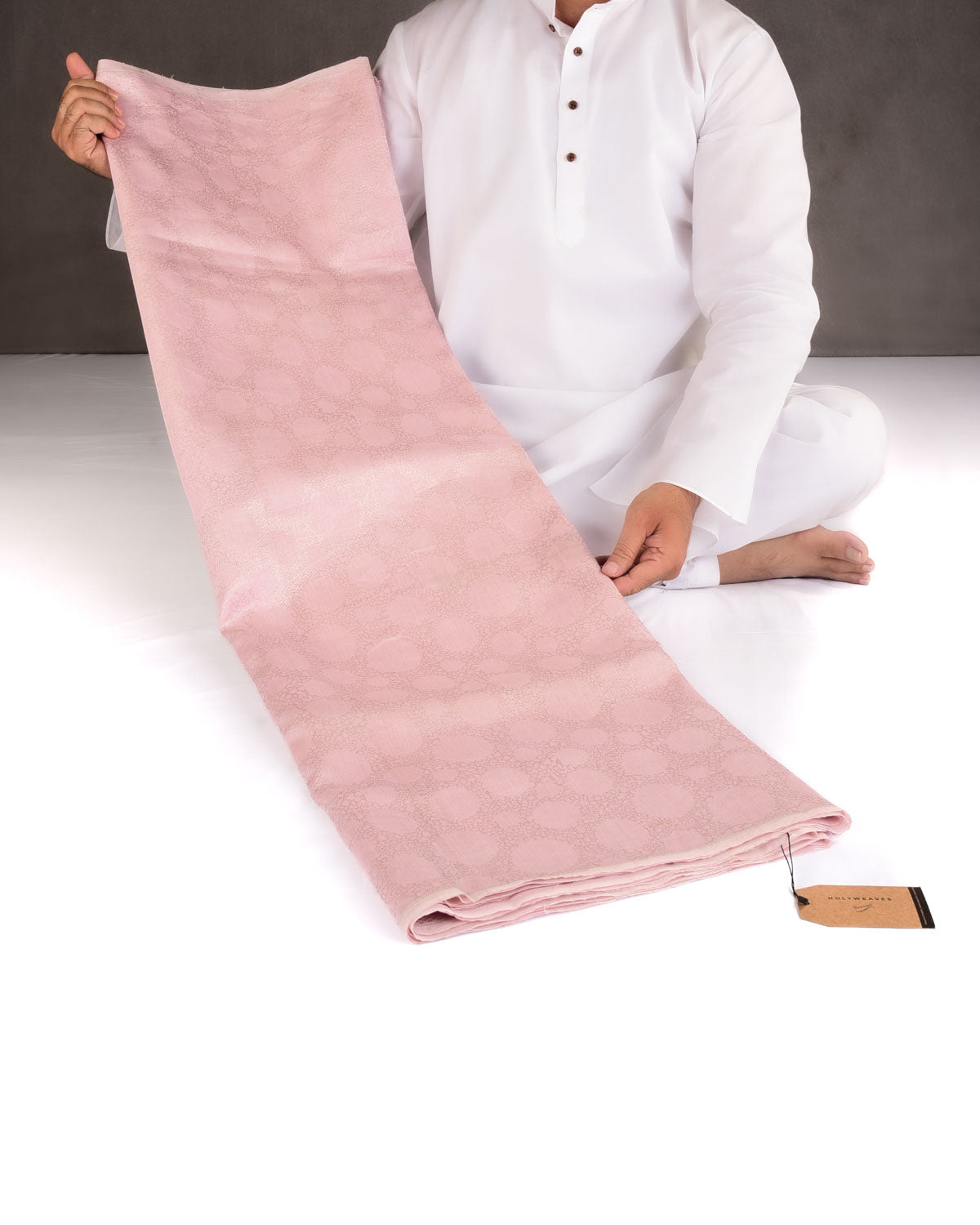 Pink Silver Zari Abstract Spherical Geometric Brocade Woven Cotton Silk Banarasi Saree
