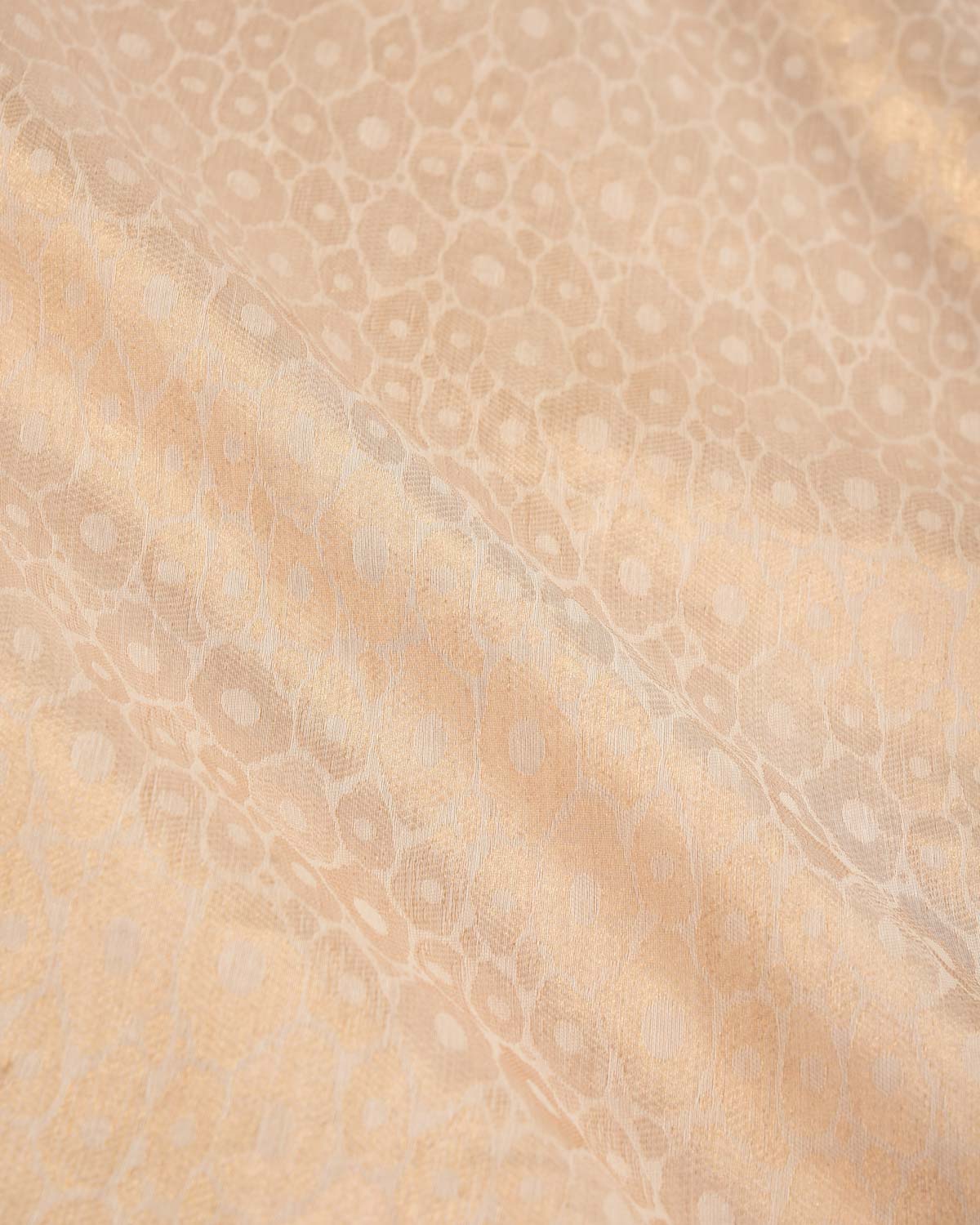 Cream Gold Zari Abstract Geometric Brocade Woven Cotton Silk Banarasi Saree-HolyWeaves
