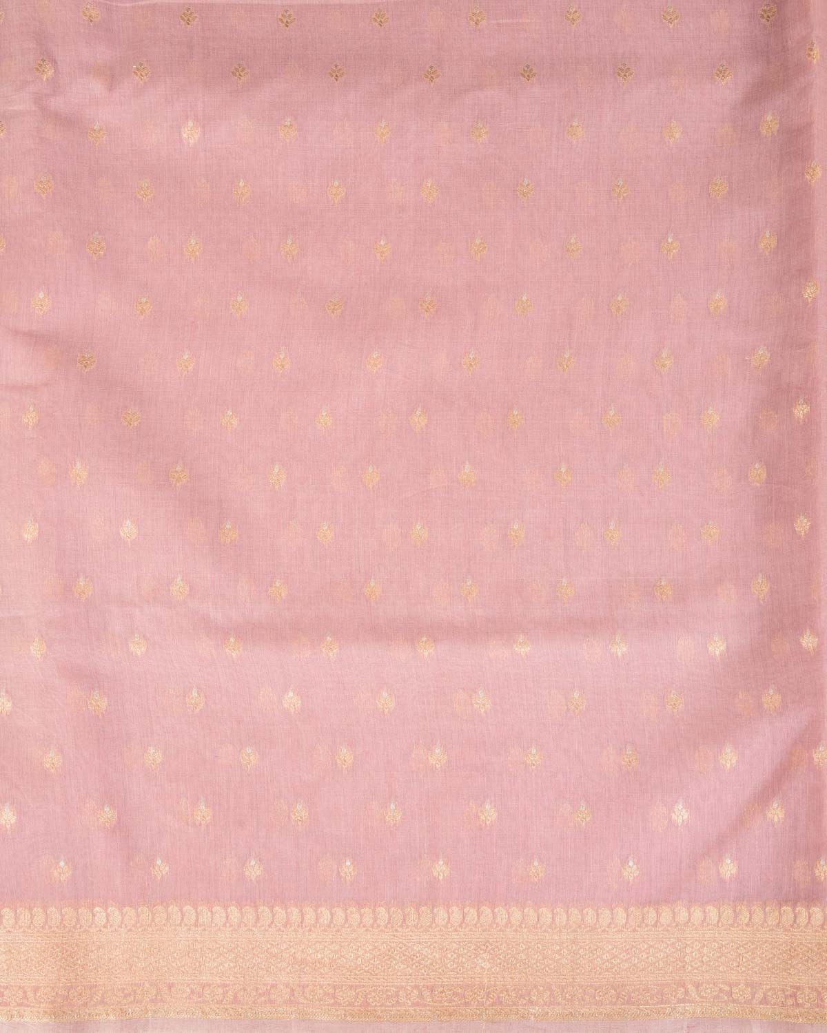 Rosy Brown Gold & Silver Zari Buti Cutwork Brocade Woven Cotton Silk Banarasi Saree