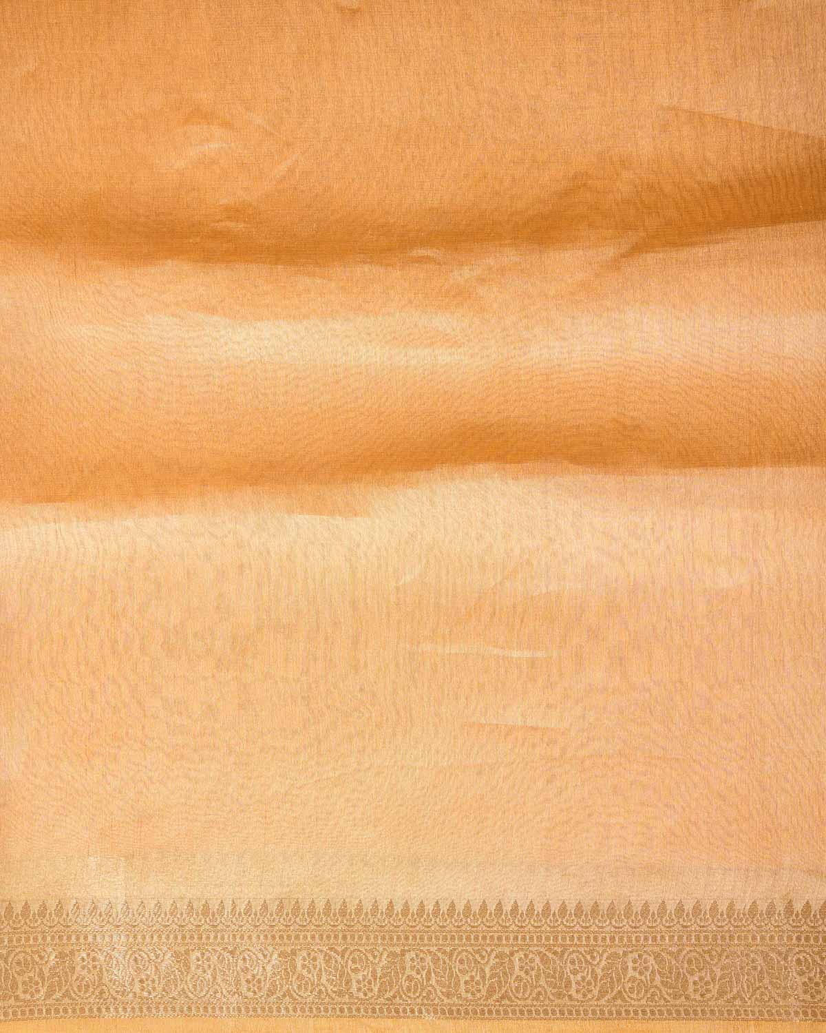 Metallic Trombone Yellow Brocade Woven Kora Tissue Banarasi Saree with Gold Brocade Border Pallu-HolyWeaves