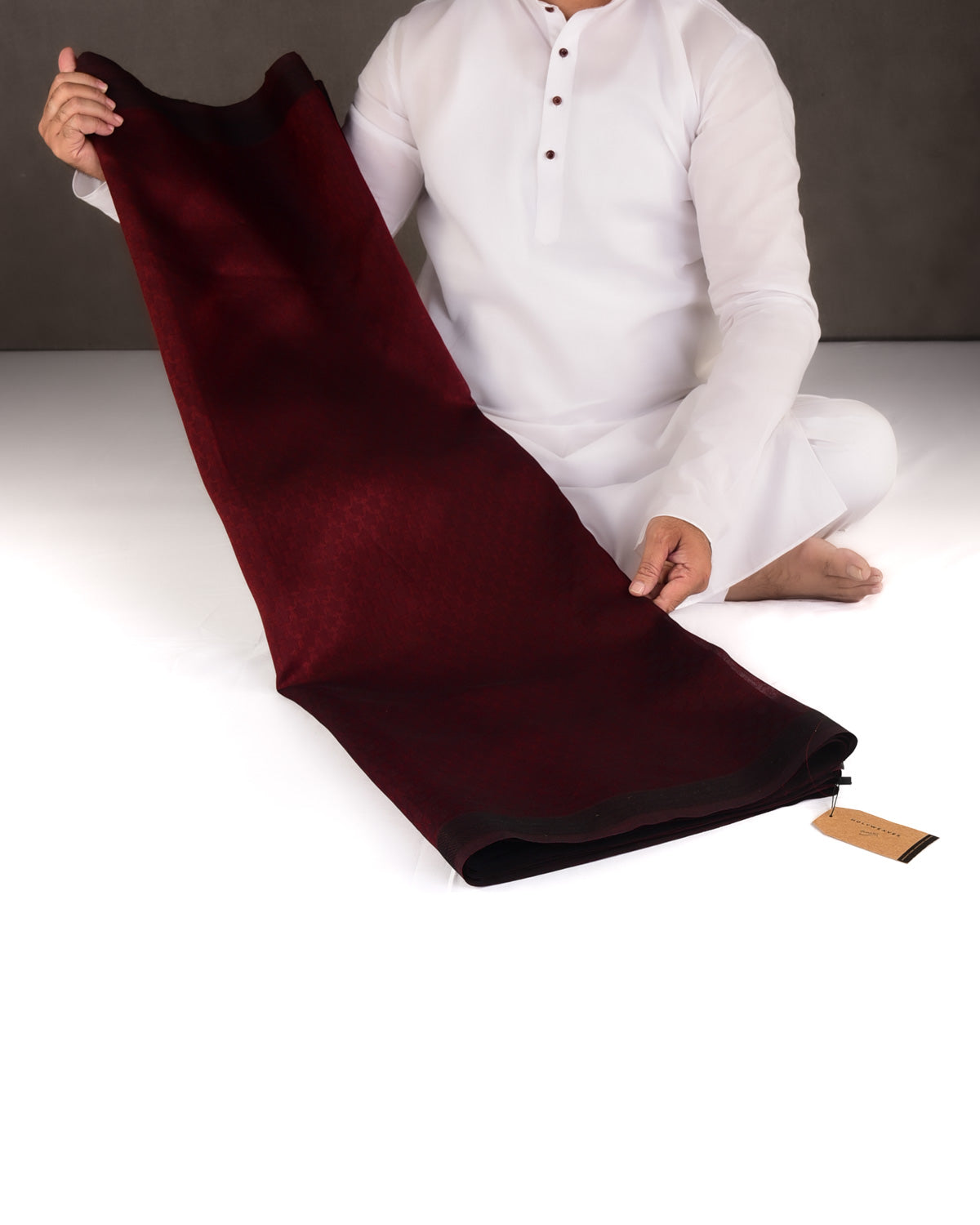 Maroon WATERMARK Stars Tanchoi Handwoven Kora Silk Banarasi Saree-HolyWeaves
