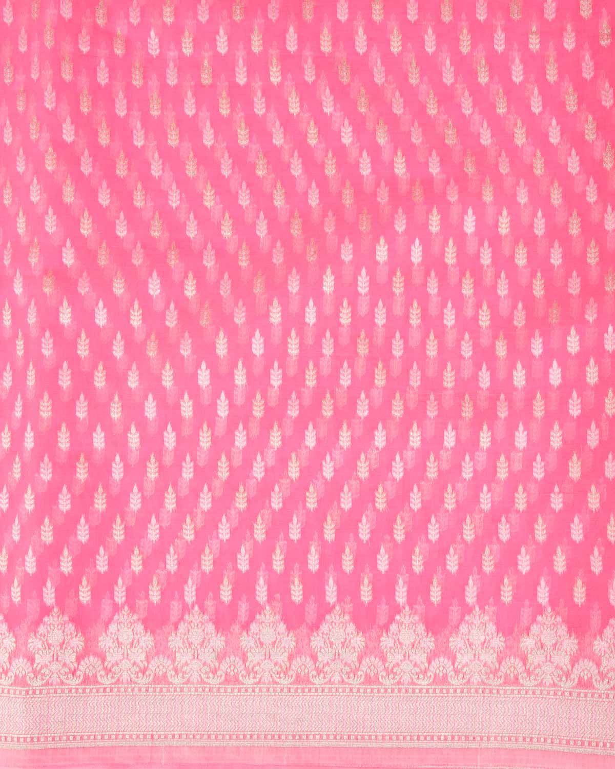 Pink Zari & Resham Buti Cutwork Brocade Woven Art Cotton Silk Banarasi Saree-HolyWeaves