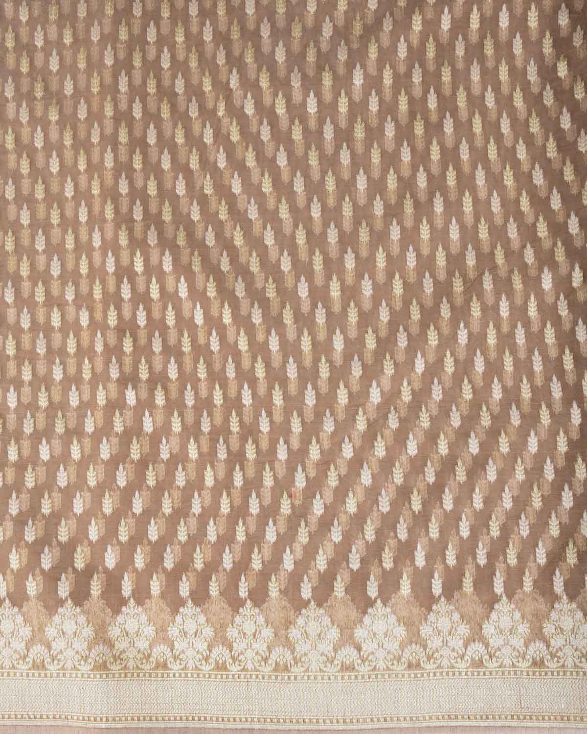Brown Zari & Resham Buti Cutwork Brocade Woven Art Cotton Silk Banarasi Saree