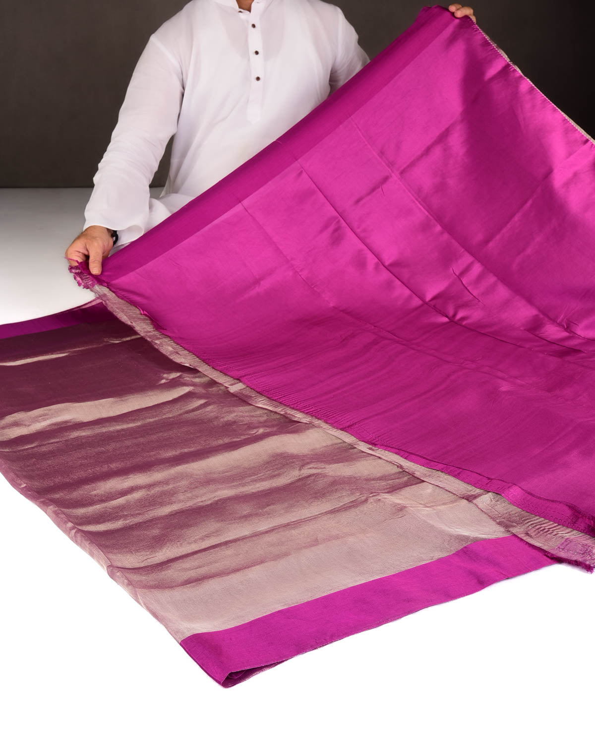 Purple Woven Kora Tissue Banarasi Saree with Satin Border-HolyWeaves
