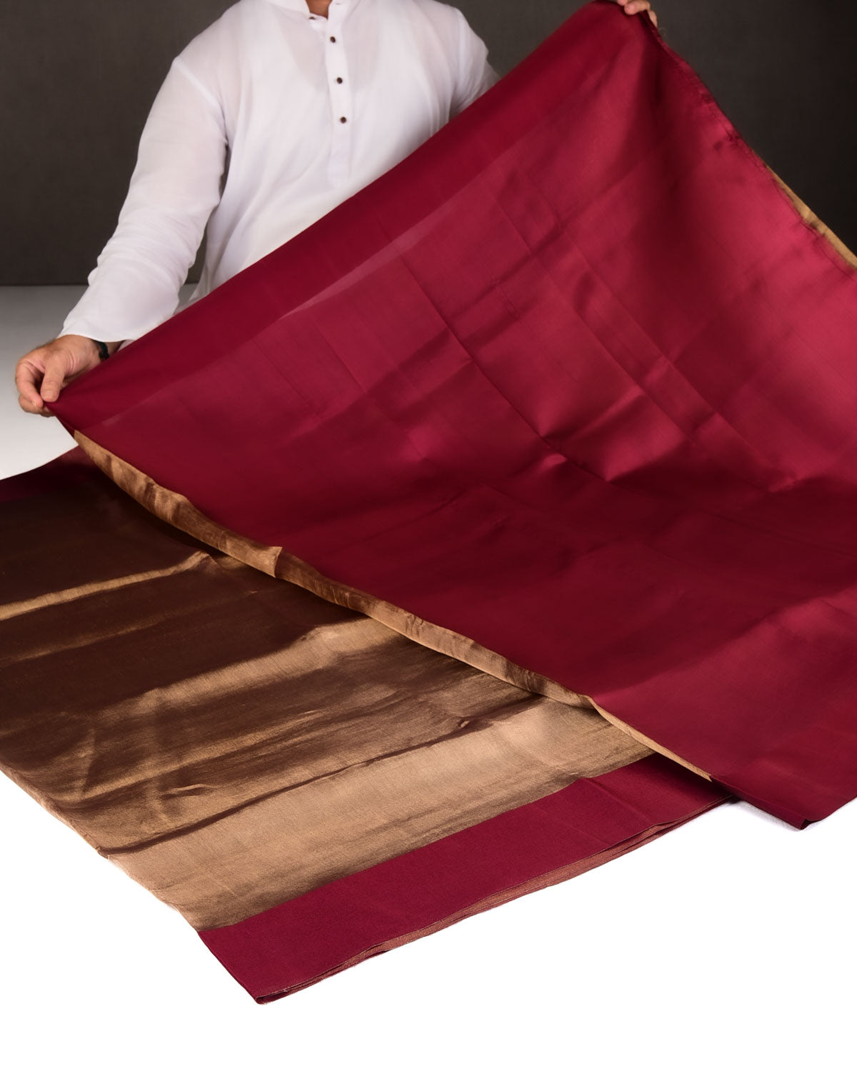 Maroon Woven Kora Tissue Banarasi Saree with Satin Border
