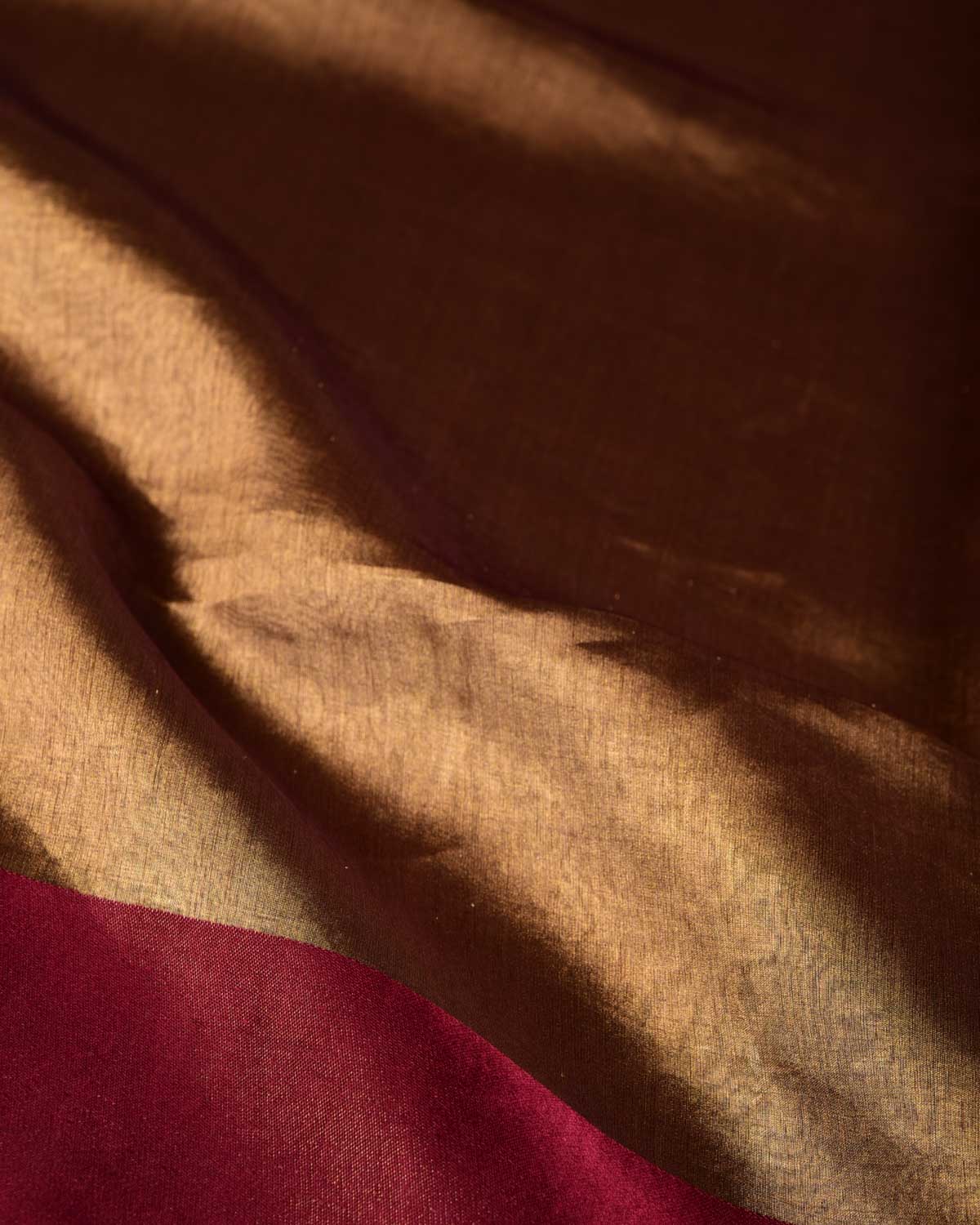 Maroon Woven Kora Tissue Banarasi Saree with Satin Border