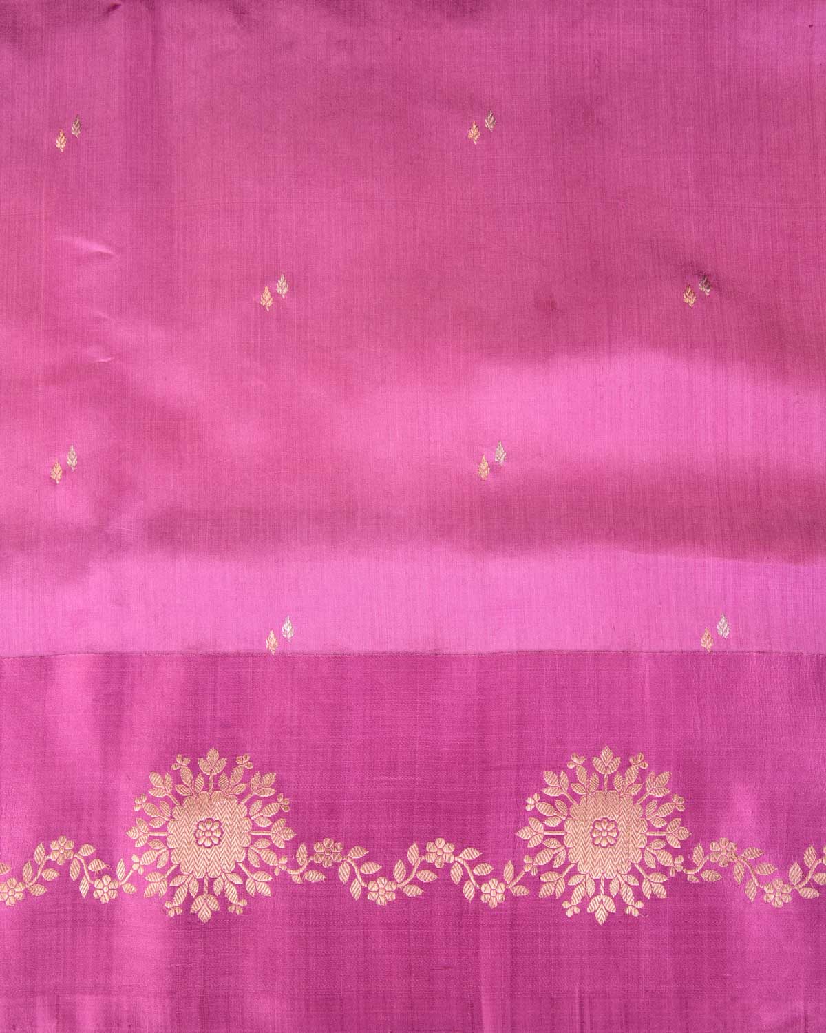 Mauve Gold & Silver Zari Brocade Kadhuan Brocade Handwoven Spun Silk Banarasi Saree-HolyWeaves