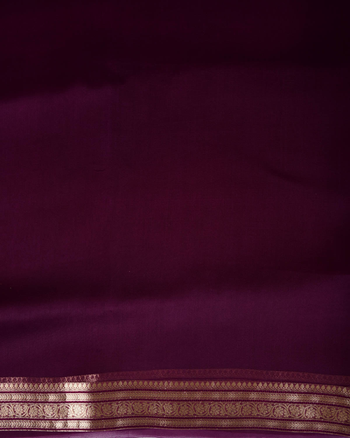 Purple Gold Zari Border Pallu Brocade Woven Kora Silk Banarasi Saree-HolyWeaves