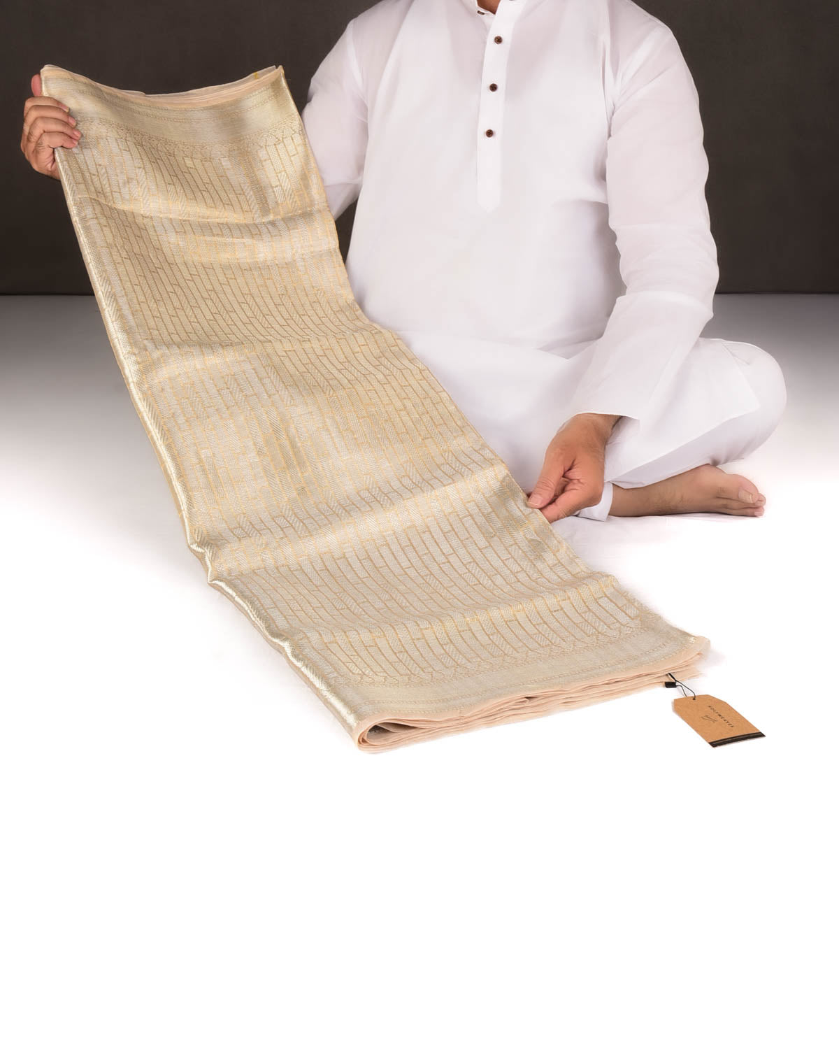 Metallic Gold Silver Zari Stripes Brocade Woven Kora Tissue Banarasi Saree