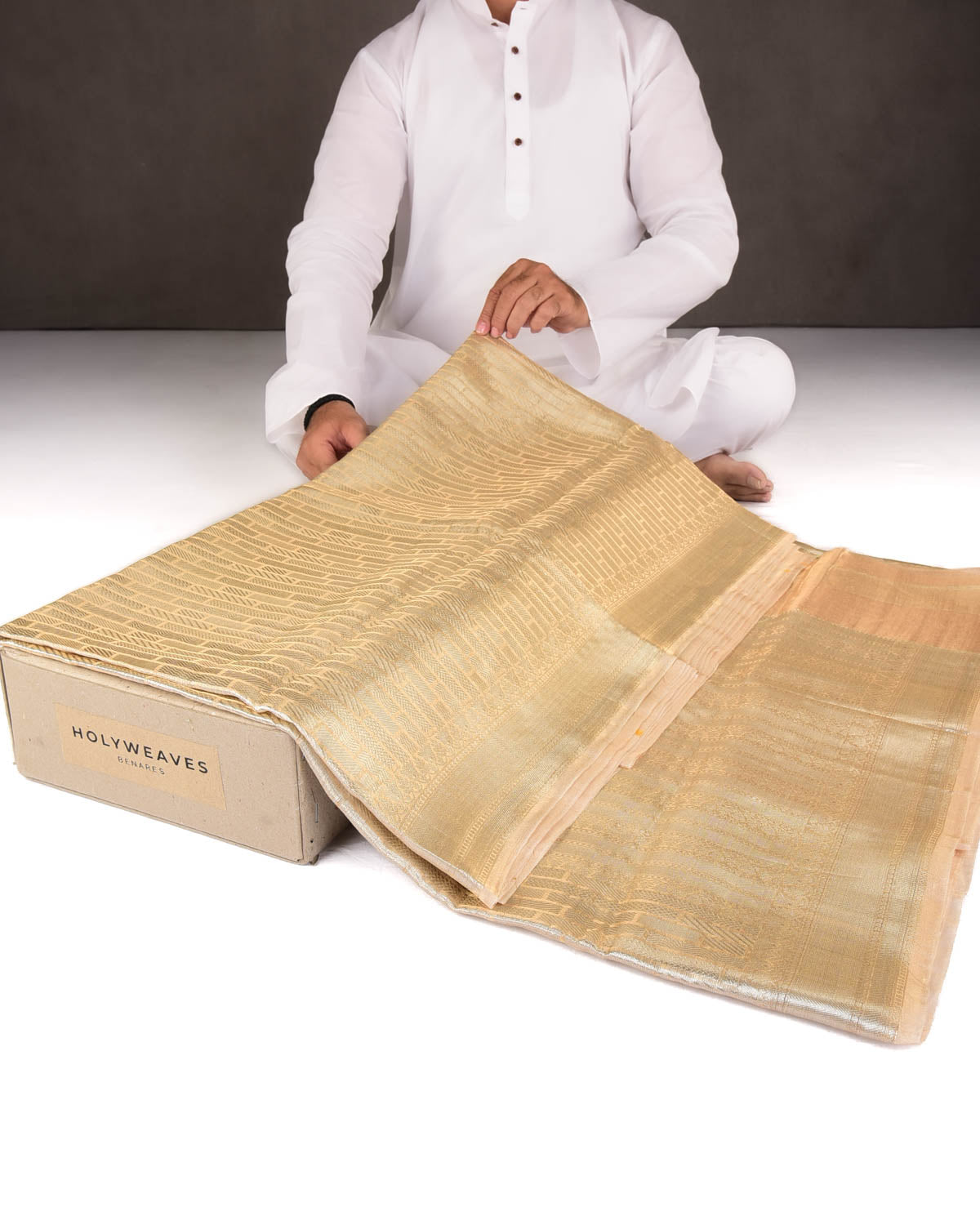 Metallic Gold Silver Zari Stripes Brocade Woven Kora Tissue Banarasi Saree