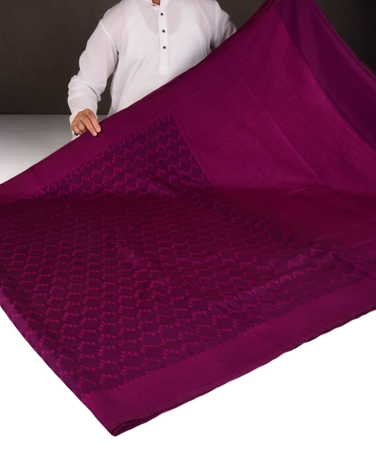 Purple Self Buti Cutwork Brocade Woven Art Cotton Silk Banarasi Saree-HolyWeaves