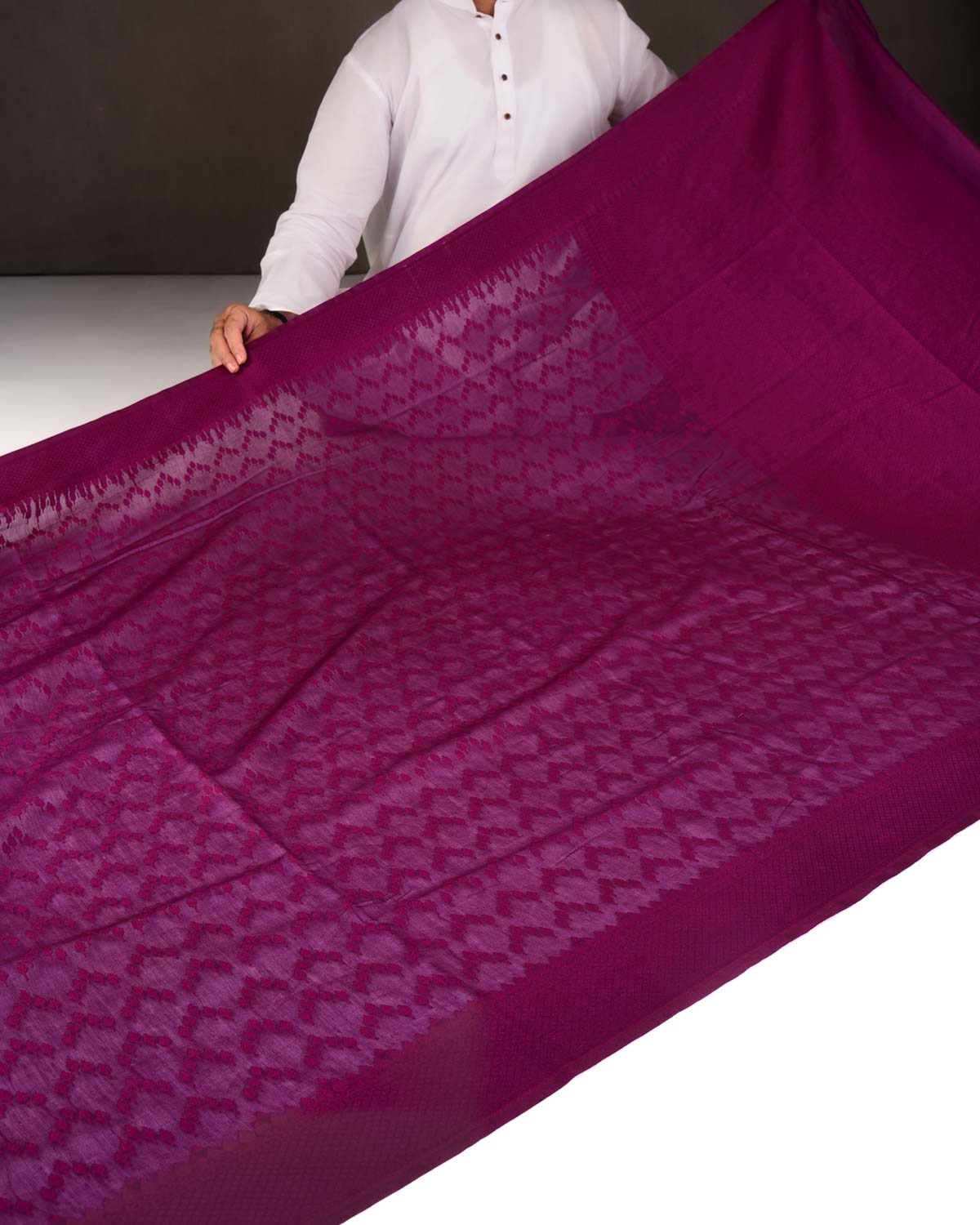 Purple Self Buti Cutwork Brocade Woven Art Cotton Silk Banarasi Saree-HolyWeaves