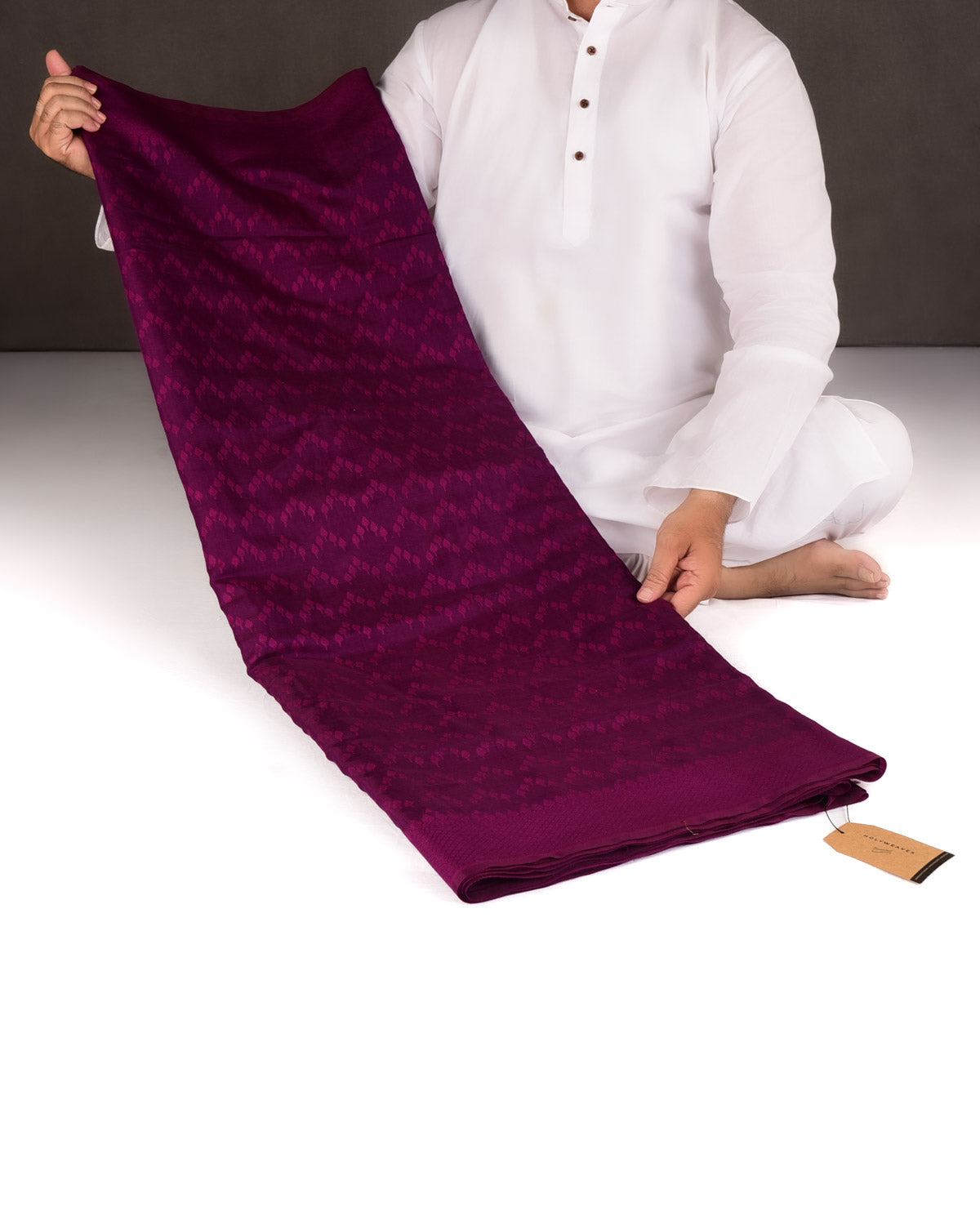 Purple Self Buti Cutwork Brocade Woven Art Cotton Silk Banarasi Saree-HolyWeaves