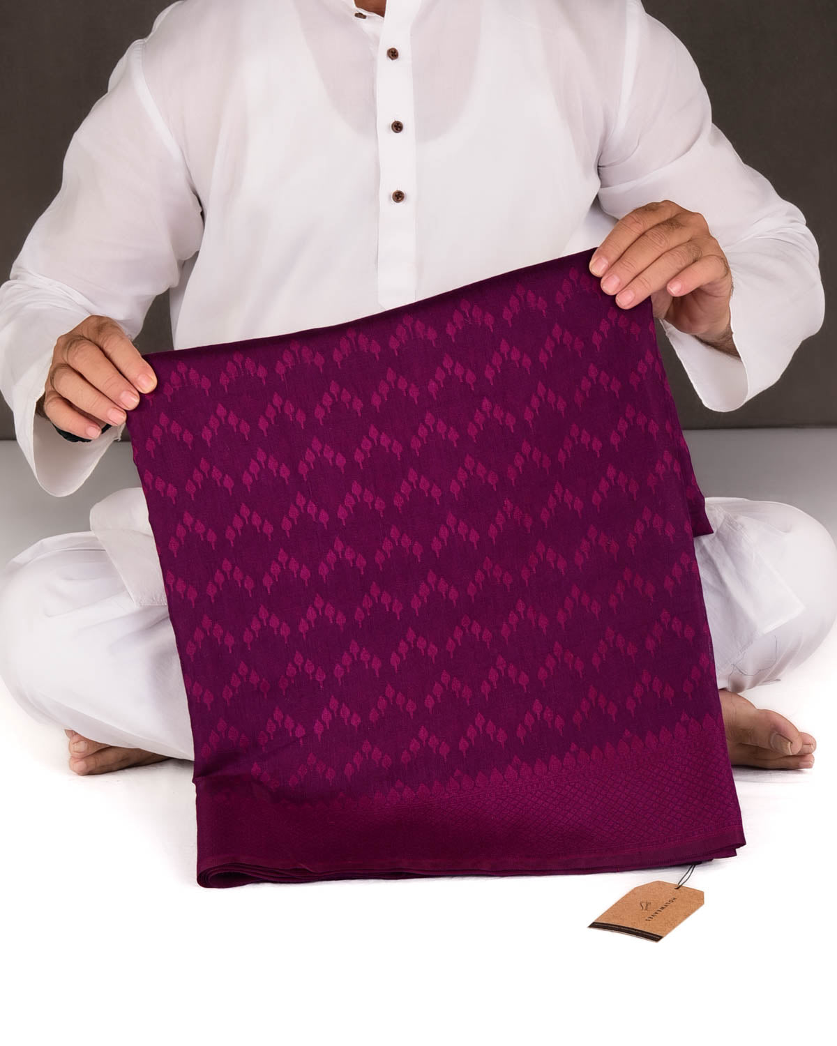 Purple Self Buti Cutwork Brocade Woven Art Cotton Silk Banarasi Saree-HolyWeaves