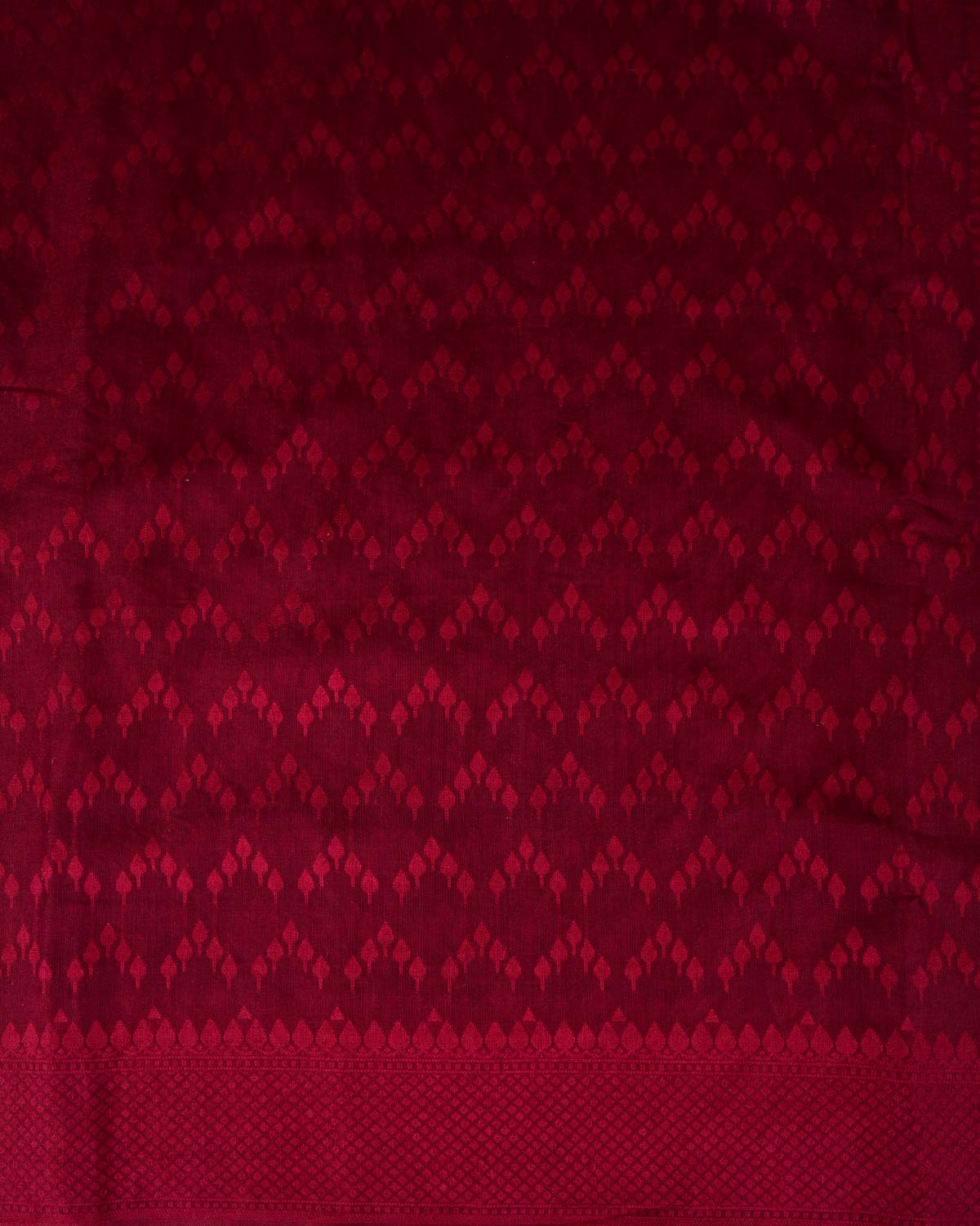 Maroon Self Buti Cutwork Brocade Woven Art Cotton Silk Banarasi Saree-HolyWeaves