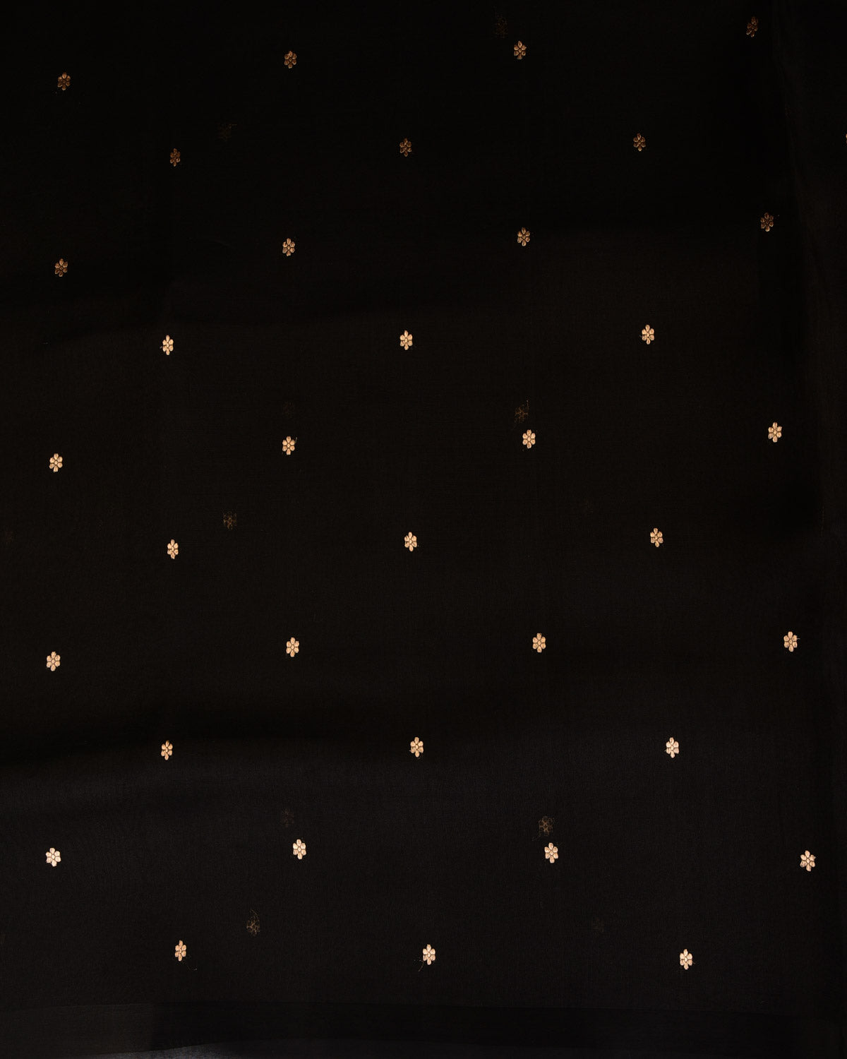 Black Gold Zari Buti Kadhuan Brocade Handwoven Kora Silk Banarasi Saree
