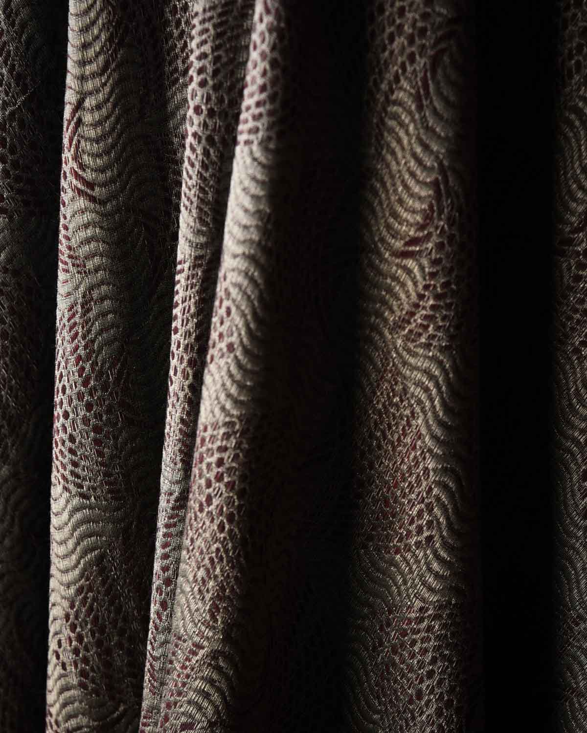 Metallic Gray Oceanic Pisces Silver Zari Brocade Handwoven Silk Wool Unisex Dress Shawl-HolyWeaves