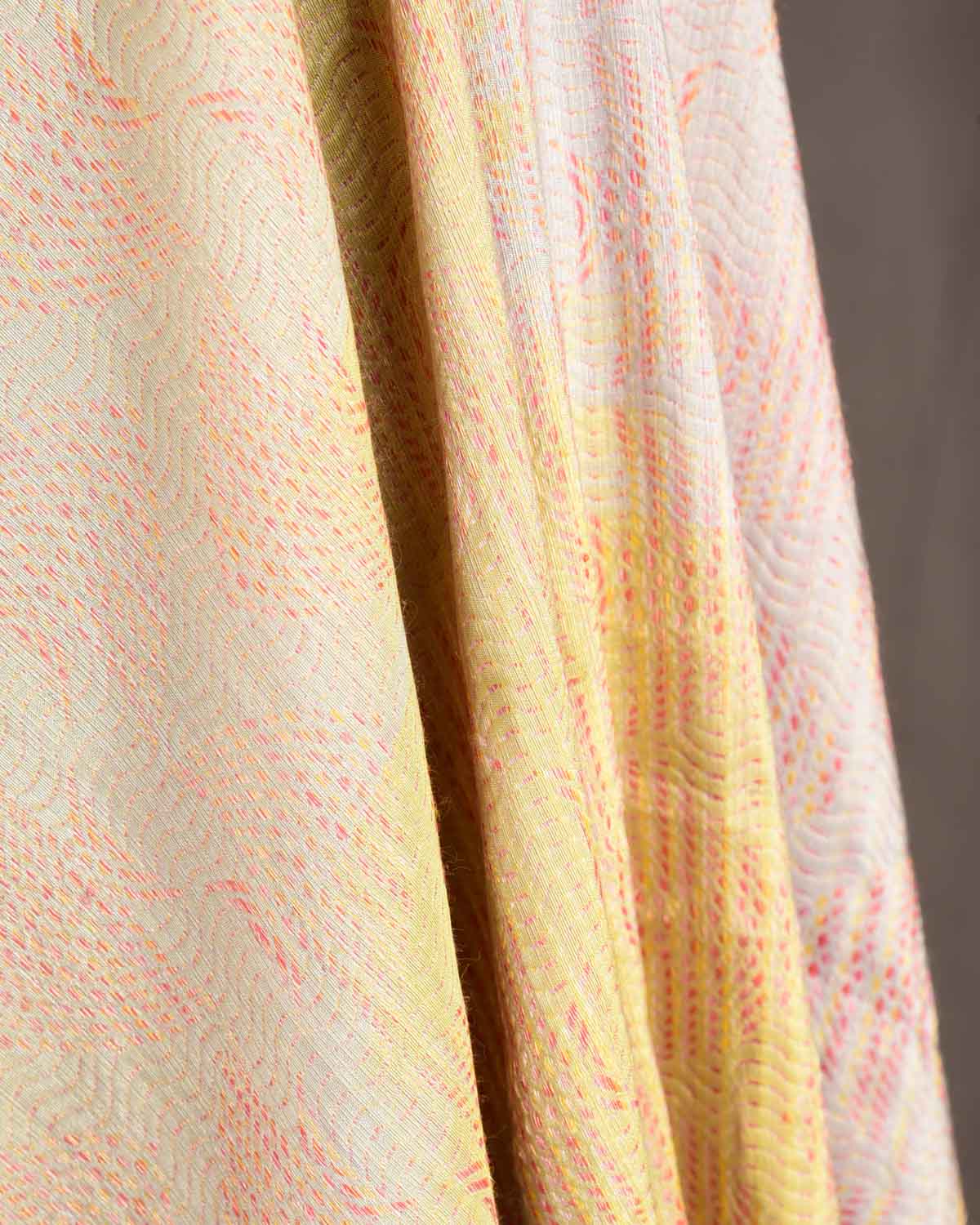 Ombre Metallic Multi-color Oceanic Pisces Gold Zari Brocade Handwoven Silk Wool Unisex Dress Shawl-HolyWeaves