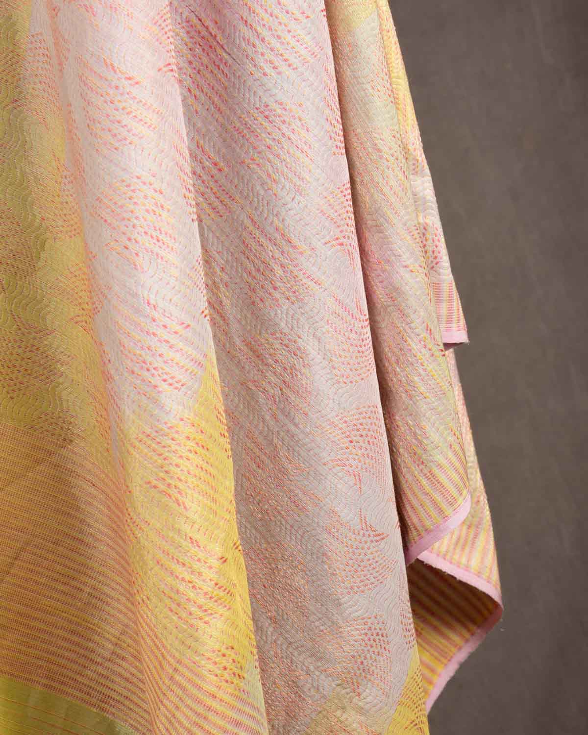 Ombre Metallic Multi-color Oceanic Pisces Gold Zari Brocade Handwoven Silk Wool Unisex Dress Shawl-HolyWeaves