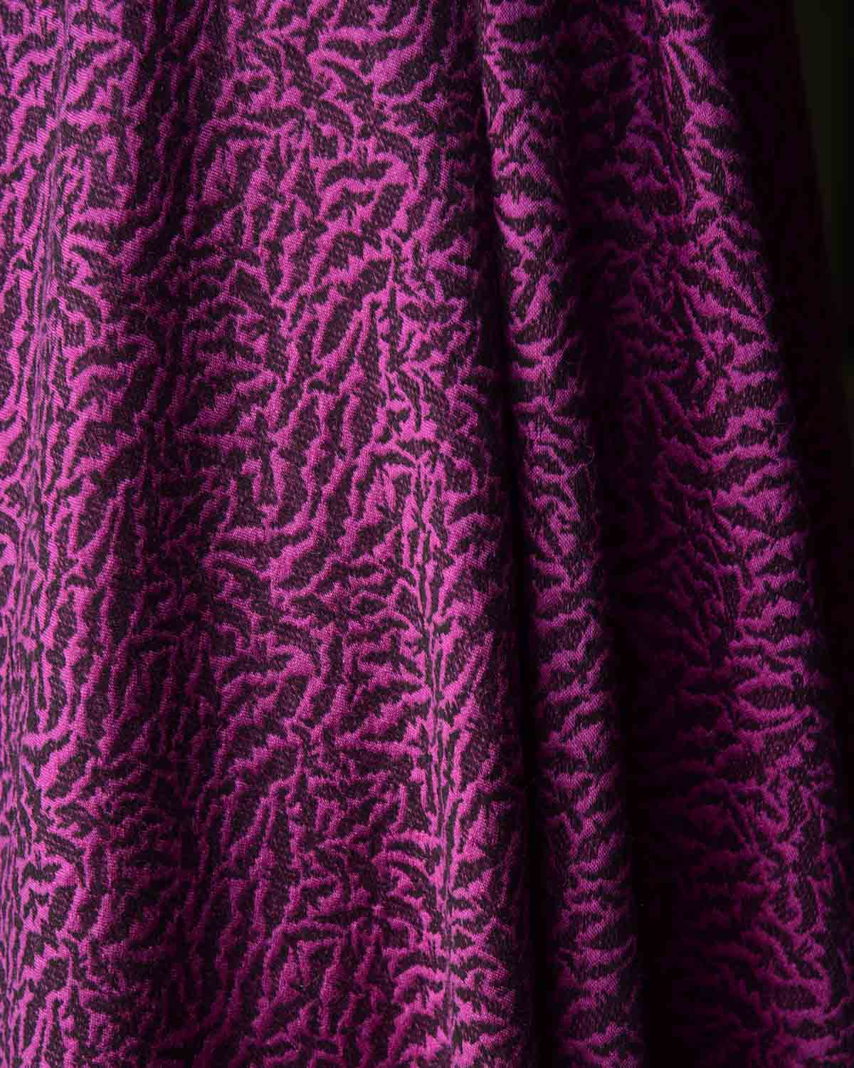 Purple Norturnal Bats Brocade Handwoven Silk Wool Banarasi Shawl-HolyWeaves