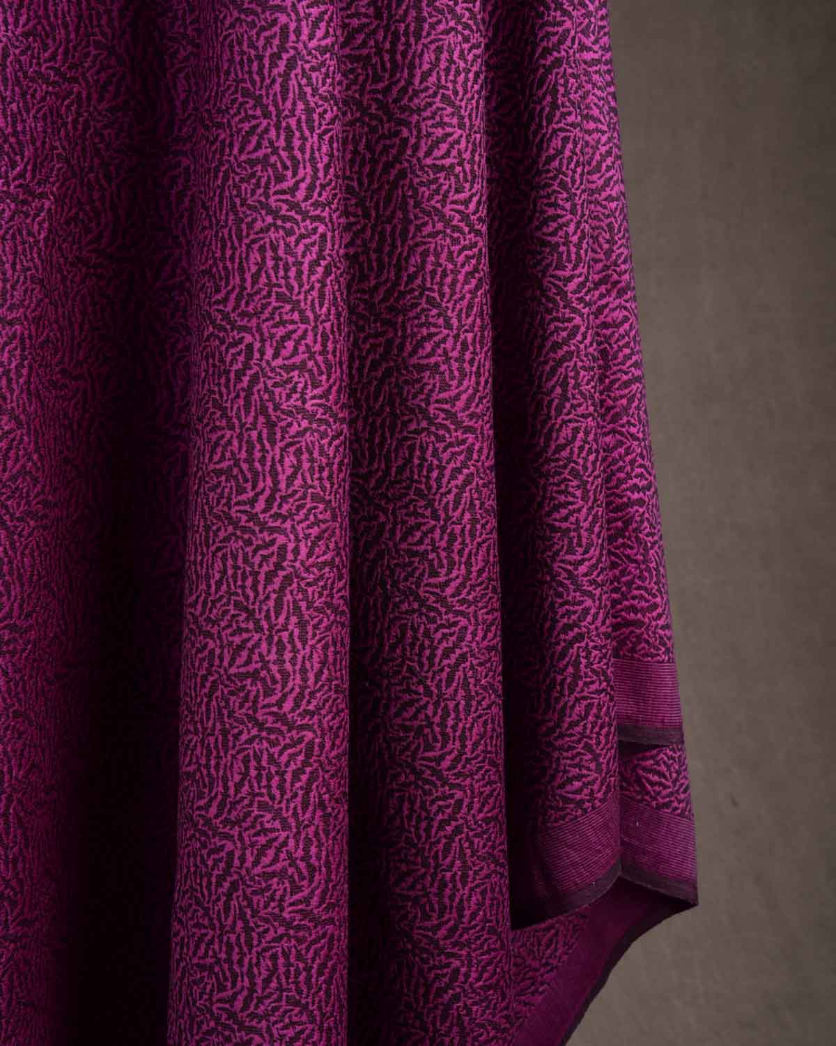 Purple Norturnal Bats Brocade Handwoven Silk Wool Banarasi Shawl-HolyWeaves