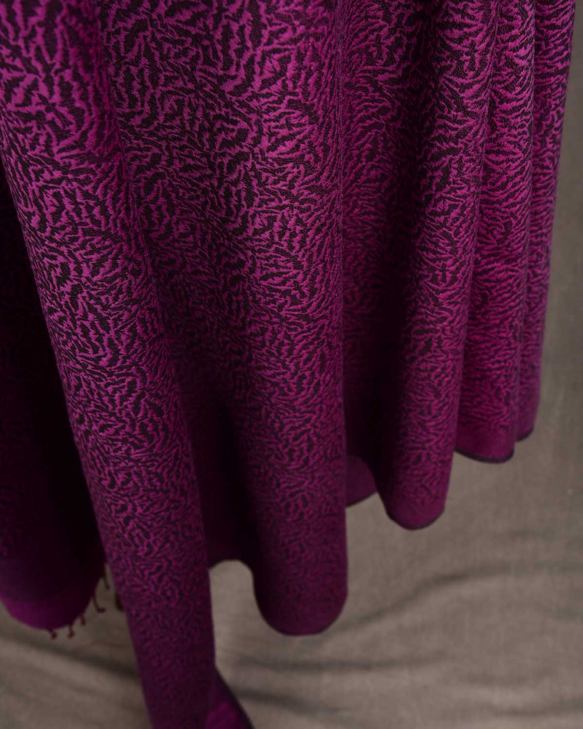 Purple Norturnal Bats Brocade Handwoven Silk Wool Banarasi Shawl-HolyWeaves