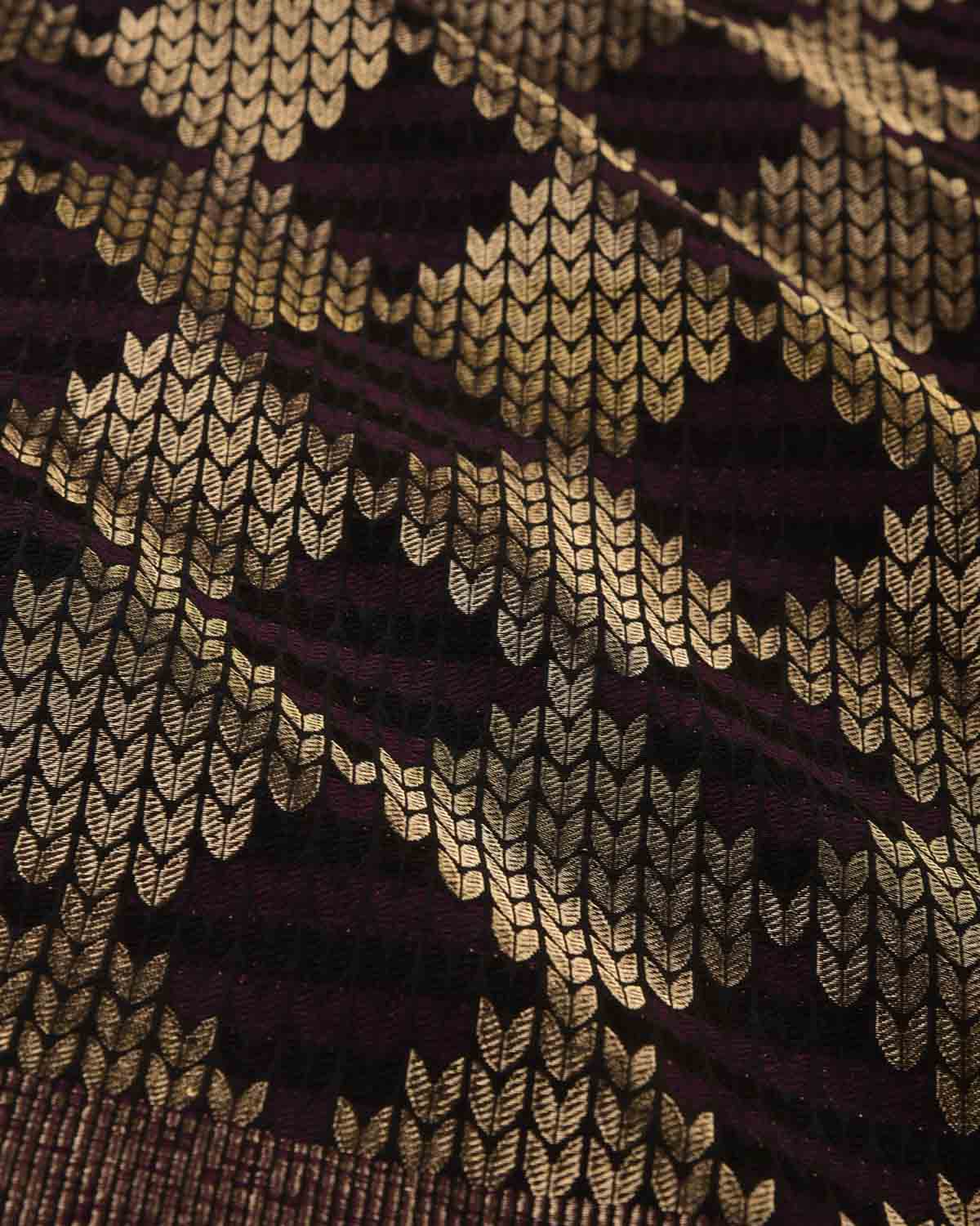 Black Banarasi Tehra Herringbone Brocade Handwoven Silk Wool Dress Shawl-HolyWeaves