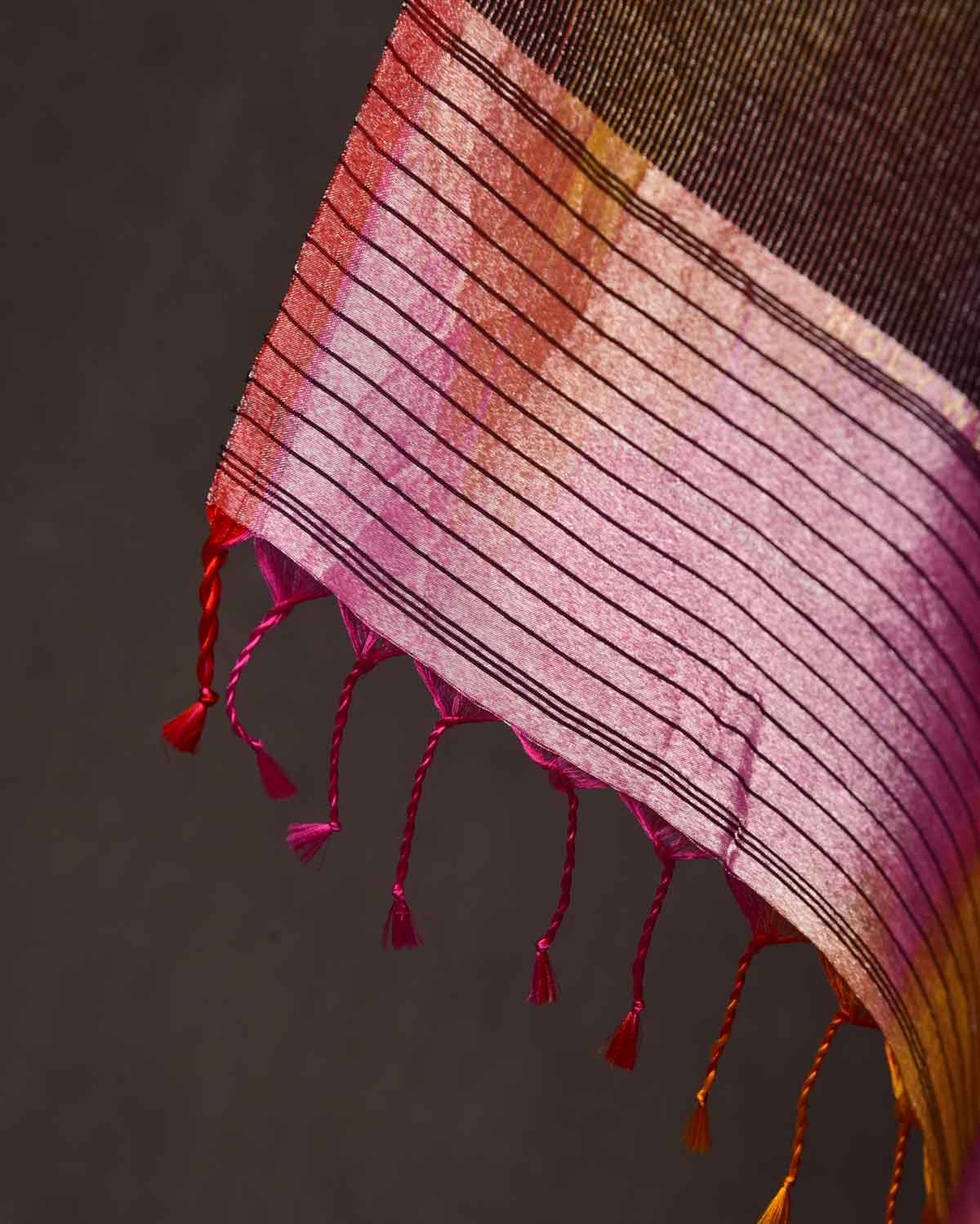 Ombre Metallic Multi-color Silver Zari Geeta Shlok 2.47 Brocade Handwoven Silk Wool Unisex Dress Shawl-HolyWeaves