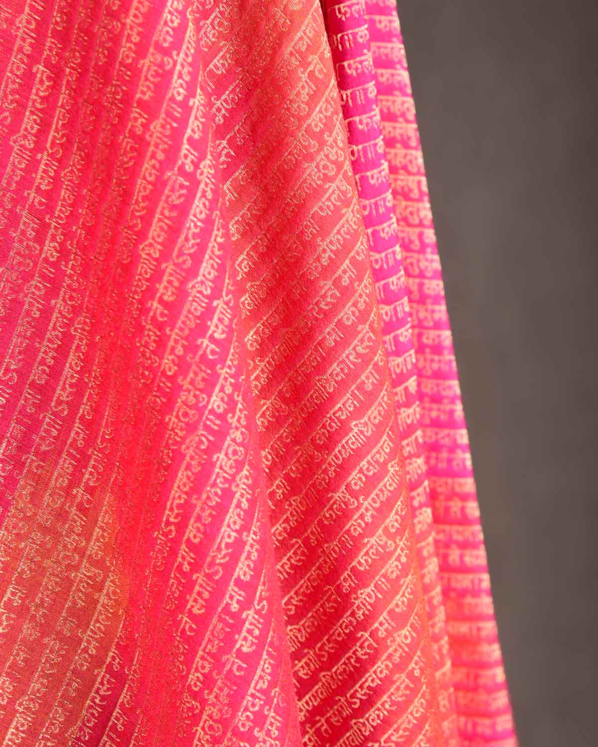 Ombre Multi-color Antique Zari Geeta Shlok 2.47 Brocade Handwoven Silk Wool Unisex Dress Shawl-HolyWeaves