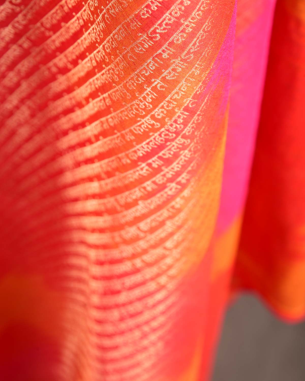 Ombre Multi-color Antique Zari Geeta Shlok 2.47 Brocade Handwoven Silk Wool Unisex Dress Shawl-HolyWeaves